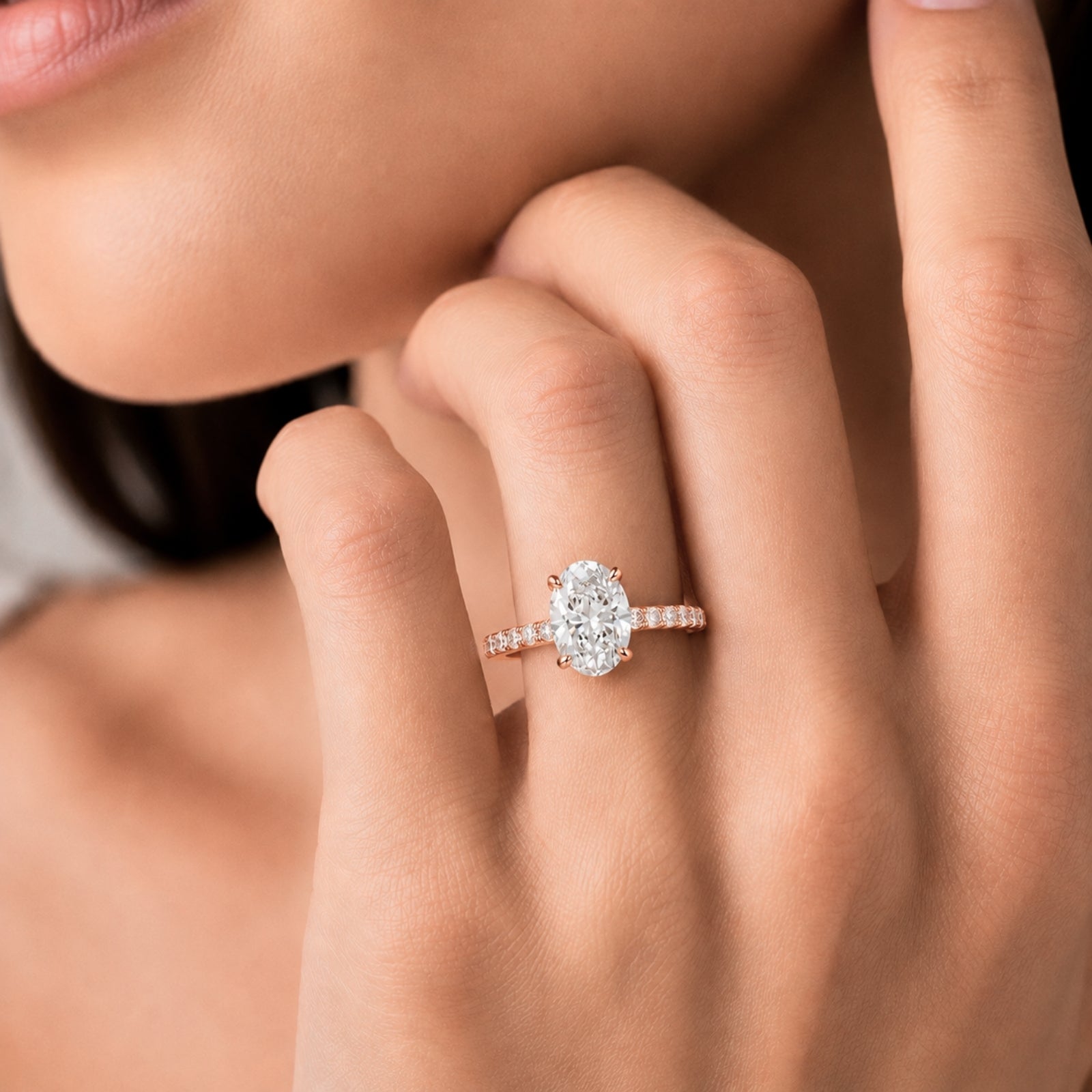 Venturant 1.50-4.50 Carat T.W. Oval and Round-cut Lab Grown Diamond (F/VS+) 14K Gold Solitaire Band Ring