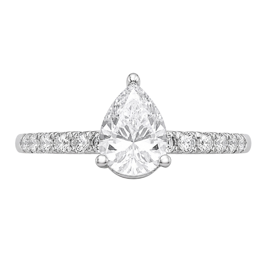 Venturant 1.50-4.50 Carat T.W. Pear and Round-cut Lab Grown Diamond (F/VS+) 14K Gold Solitaire Band Ring
