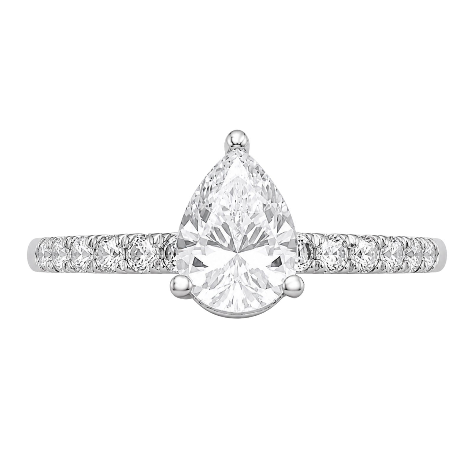 Venturant 1.50-4.50 Carat T.W. Pear and Round-cut Lab Grown Diamond (F/VS+) 14K Gold Solitaire Band Ring