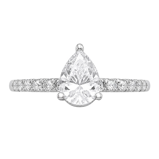 Venturant 1.50-4.50 Carat T.W. Pear and Round-cut Lab Grown Diamond (F/VS+) 14K Gold Solitaire Band Ring