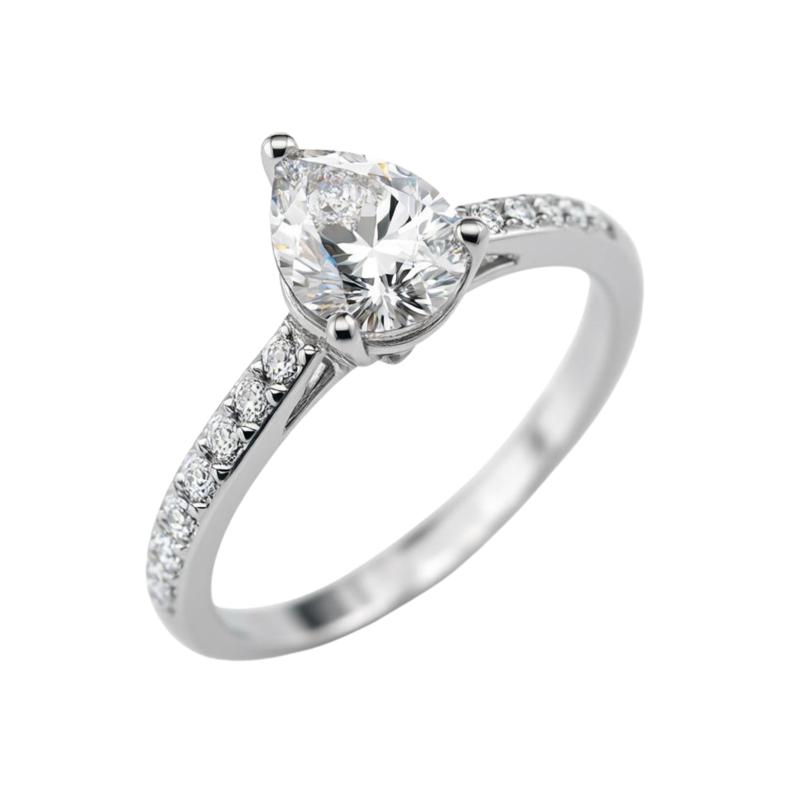 Venturant 1.50-4.50 Carat T.W. Pear and Round-cut Lab Grown Diamond (F/VS+) 14K Gold Solitaire Band Ring