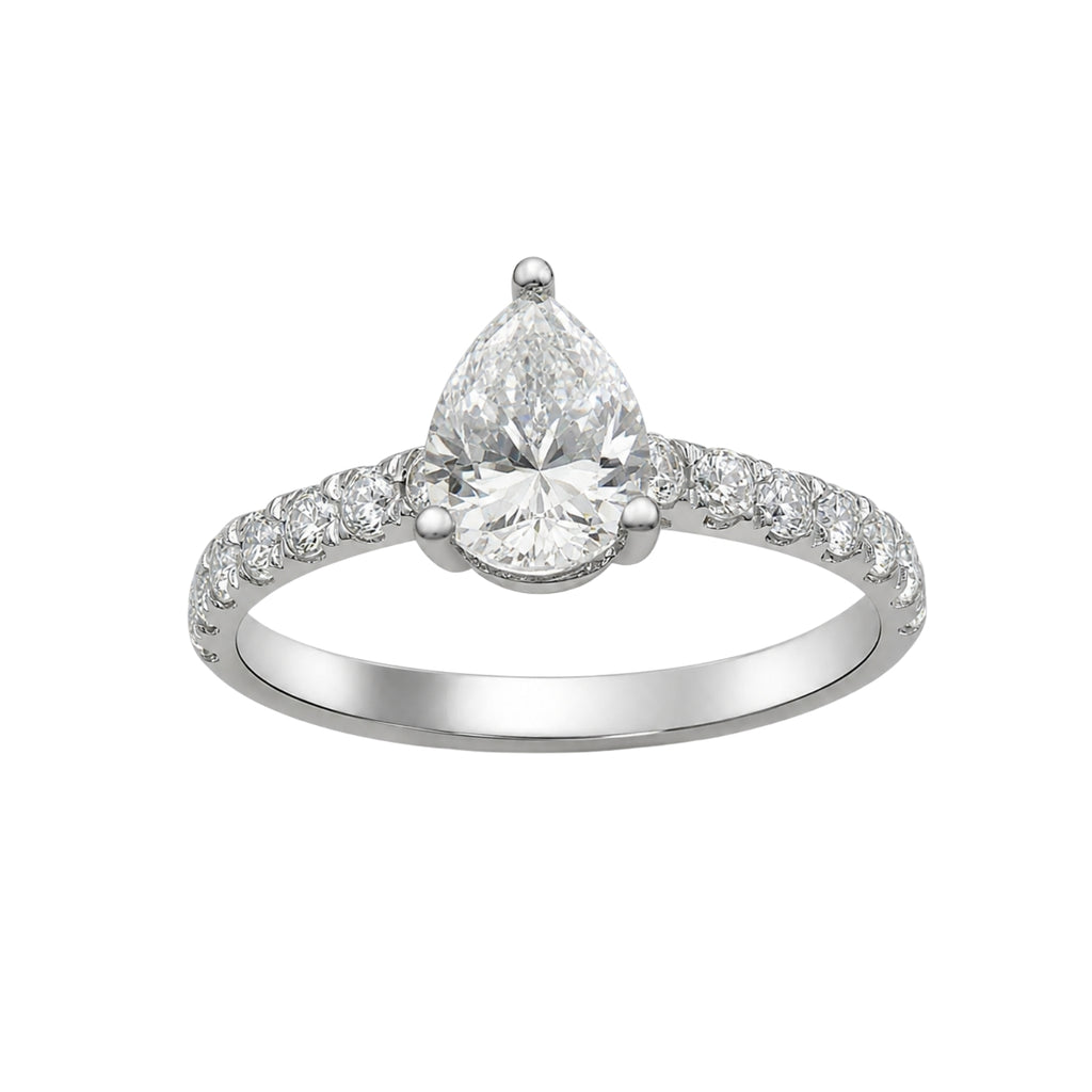 Venturant 1.50-4.50 Carat T.W. Pear and Round-cut Lab Grown Diamond (F/VS+) 14K Gold Solitaire Band Ring