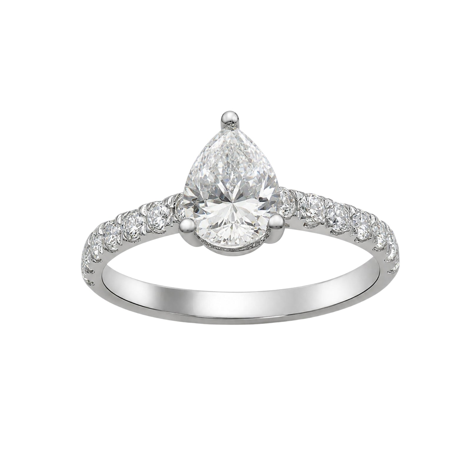 Venturant 1.50-4.50 Carat T.W. Pear and Round-cut Lab Grown Diamond (F/VS+) 14K Gold Solitaire Band Ring