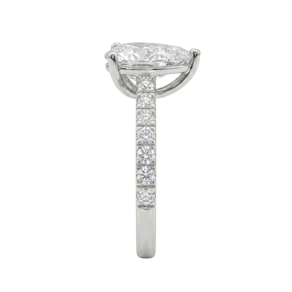 Venturant 1.50-4.50 Carat T.W. Pear and Round-cut Lab Grown Diamond (F/VS+) 14K Gold Solitaire Band Ring