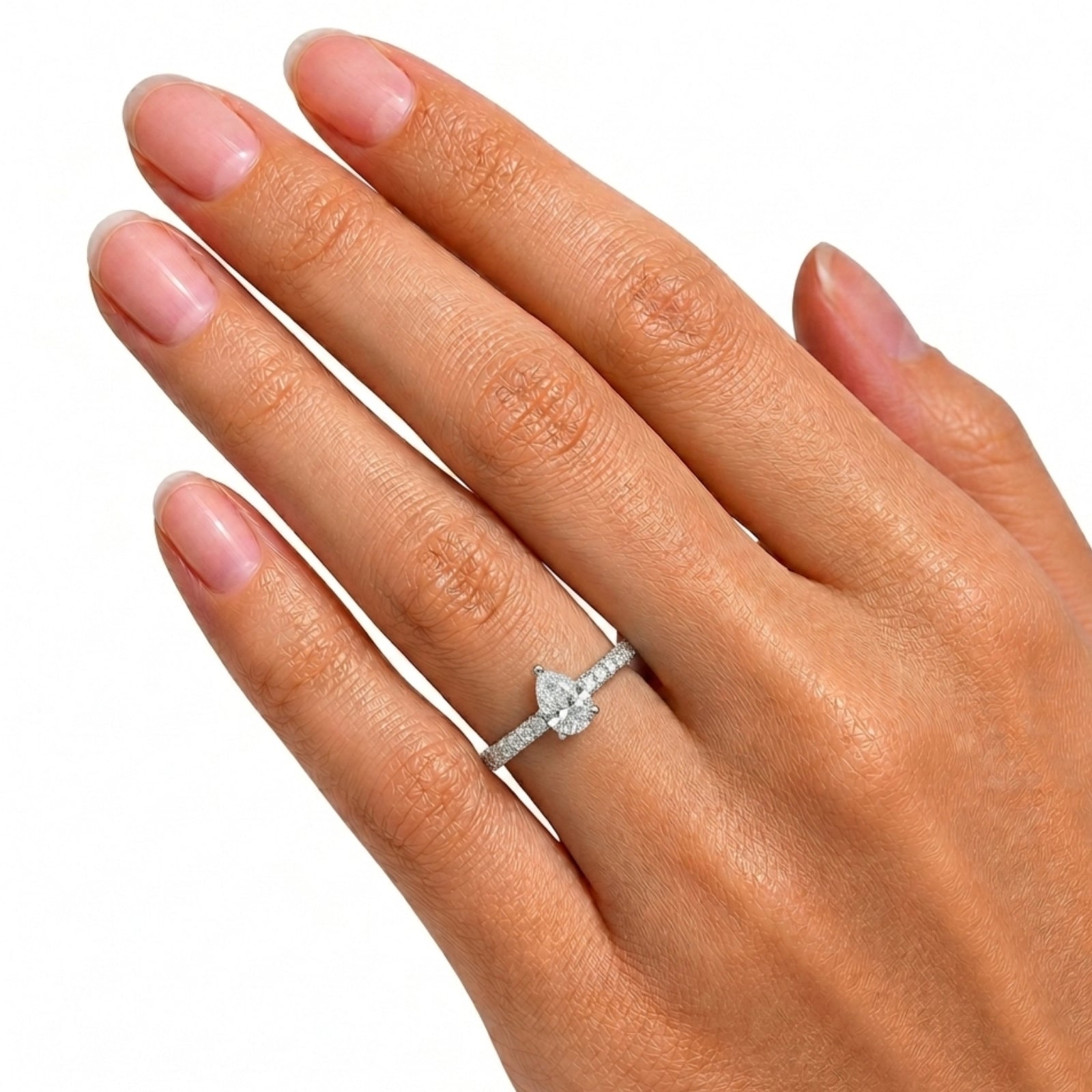 Venturant 1.50-4.50 Carat T.W. Pear and Round-cut Lab Grown Diamond (F/VS+) 14K Gold Solitaire Band Ring