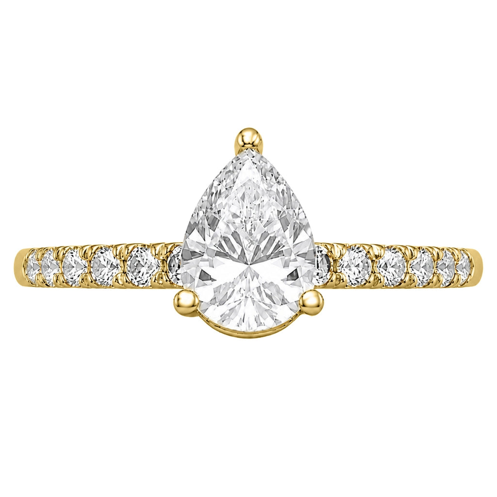 Venturant 1.50-4.50 Carat T.W. Pear and Round-cut Lab Grown Diamond (F/VS+) 14K Gold Solitaire Band Ring
