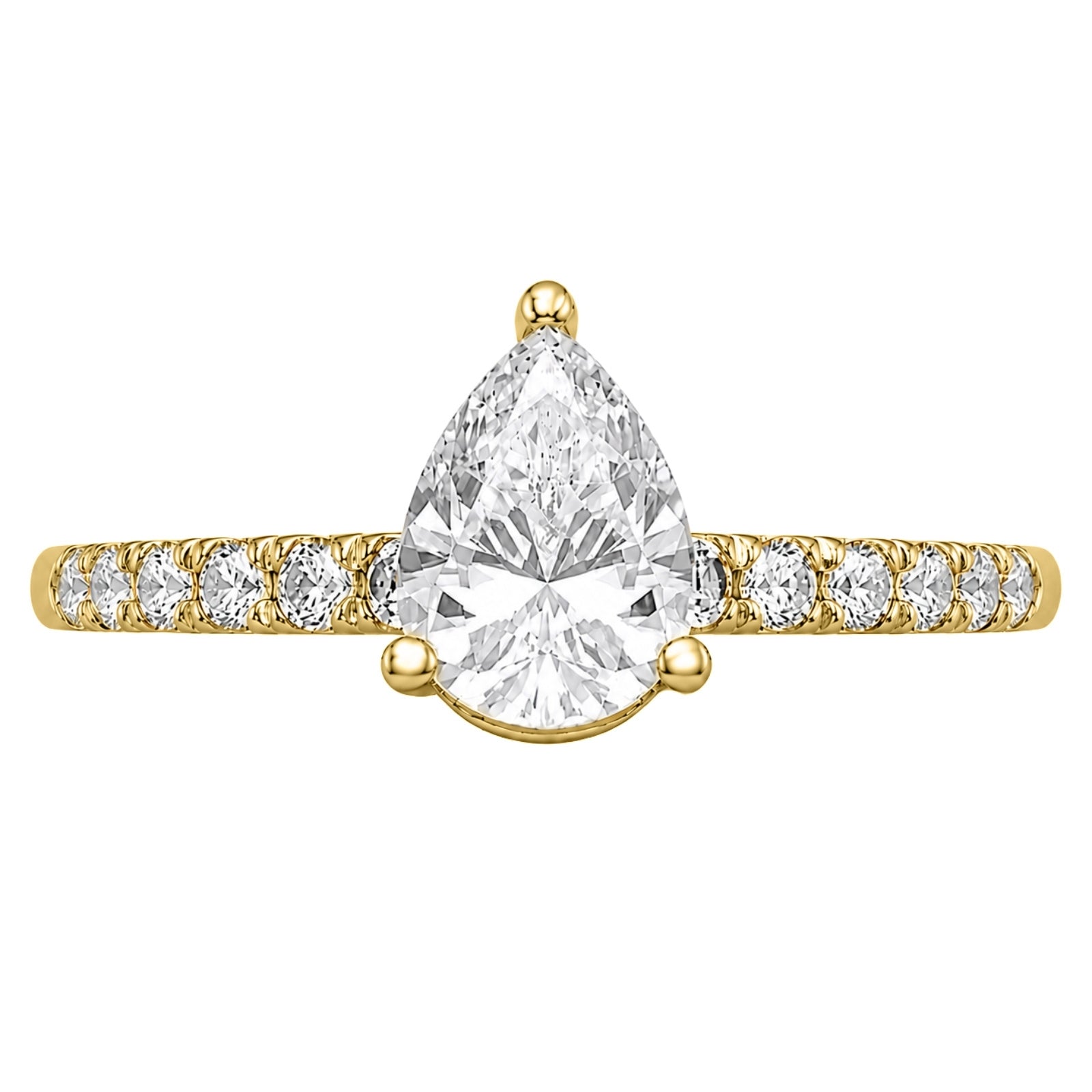 Venturant 1.50-4.50 Carat T.W. Pear and Round-cut Lab Grown Diamond (F/VS+) 14K Gold Solitaire Band Ring