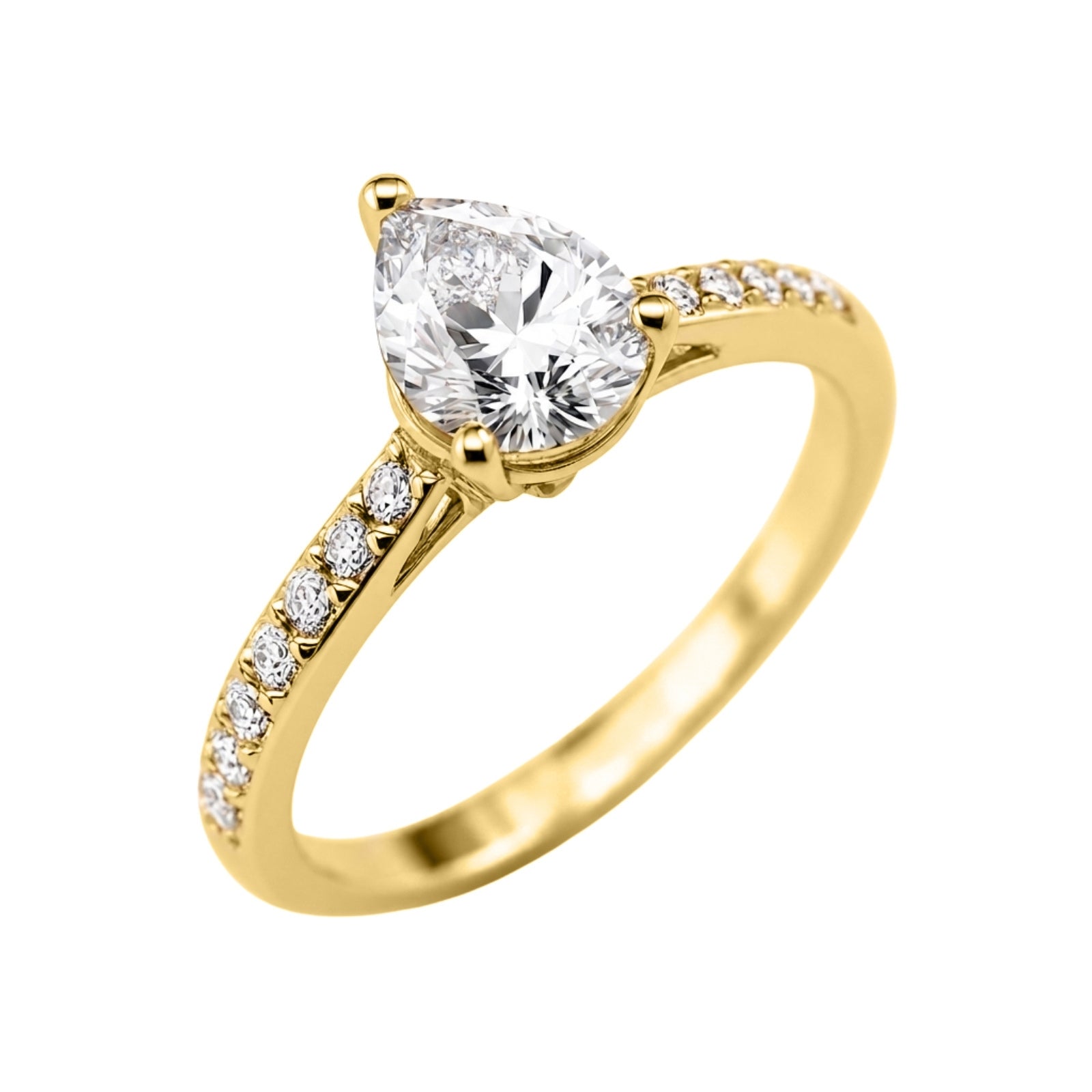Venturant 1.50-4.50 Carat T.W. Pear and Round-cut Lab Grown Diamond (F/VS+) 14K Gold Solitaire Band Ring