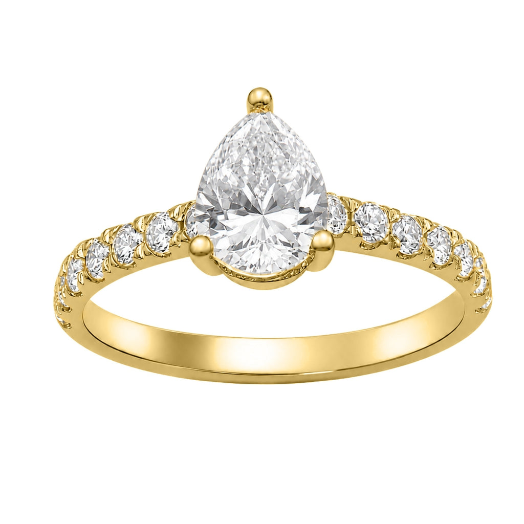 Venturant 1.50-4.50 Carat T.W. Pear and Round-cut Lab Grown Diamond (F/VS+) 14K Gold Solitaire Band Ring