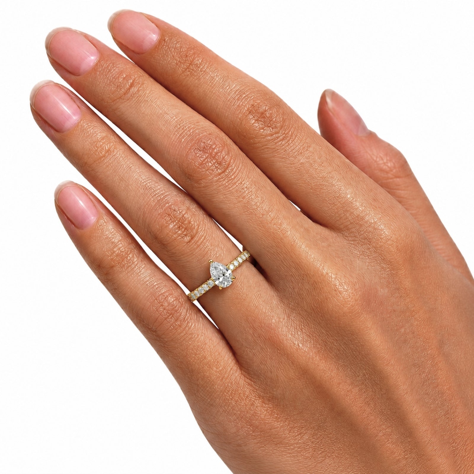 Venturant 1.50-4.50 Carat T.W. Pear and Round-cut Lab Grown Diamond (F/VS+) 14K Gold Solitaire Band Ring
