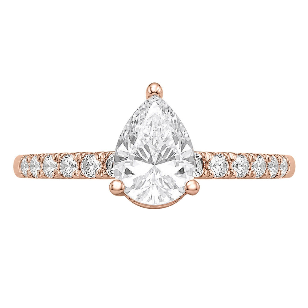 Venturant 1.50-4.50 Carat T.W. Pear and Round-cut Lab Grown Diamond (F/VS+) 14K Gold Solitaire Band Ring