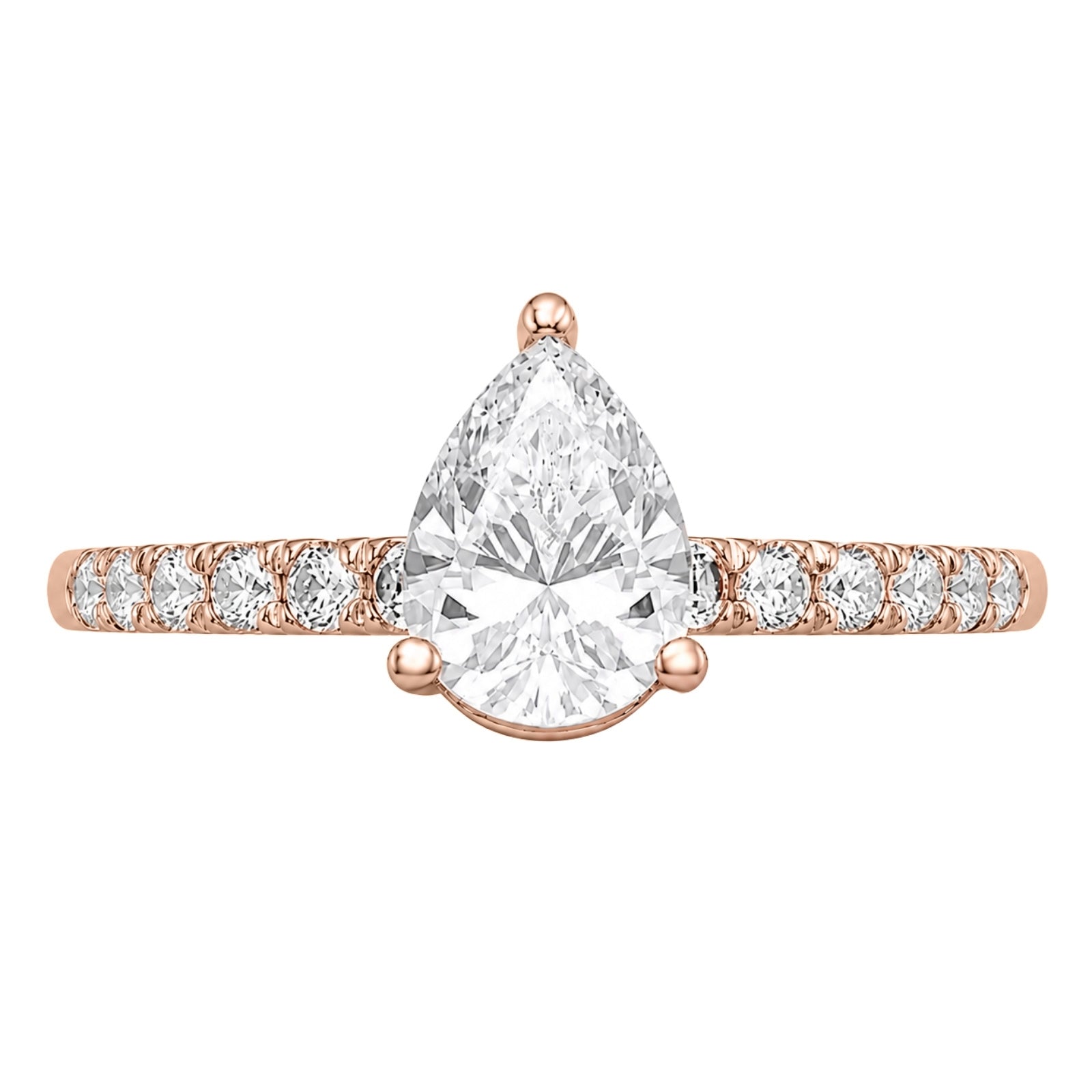 Venturant 1.50-4.50 Carat T.W. Pear and Round-cut Lab Grown Diamond (F/VS+) 14K Gold Solitaire Band Ring
