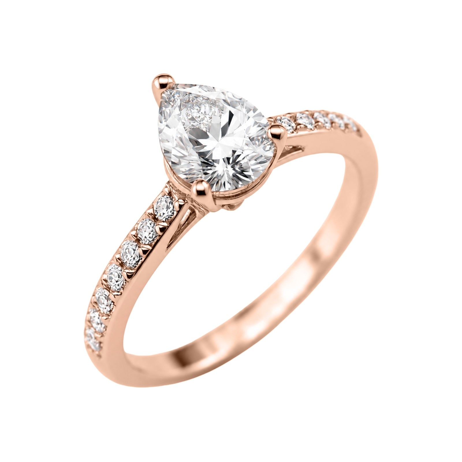Venturant 1.50-4.50 Carat T.W. Pear and Round-cut Lab Grown Diamond (F/VS+) 14K Gold Solitaire Band Ring