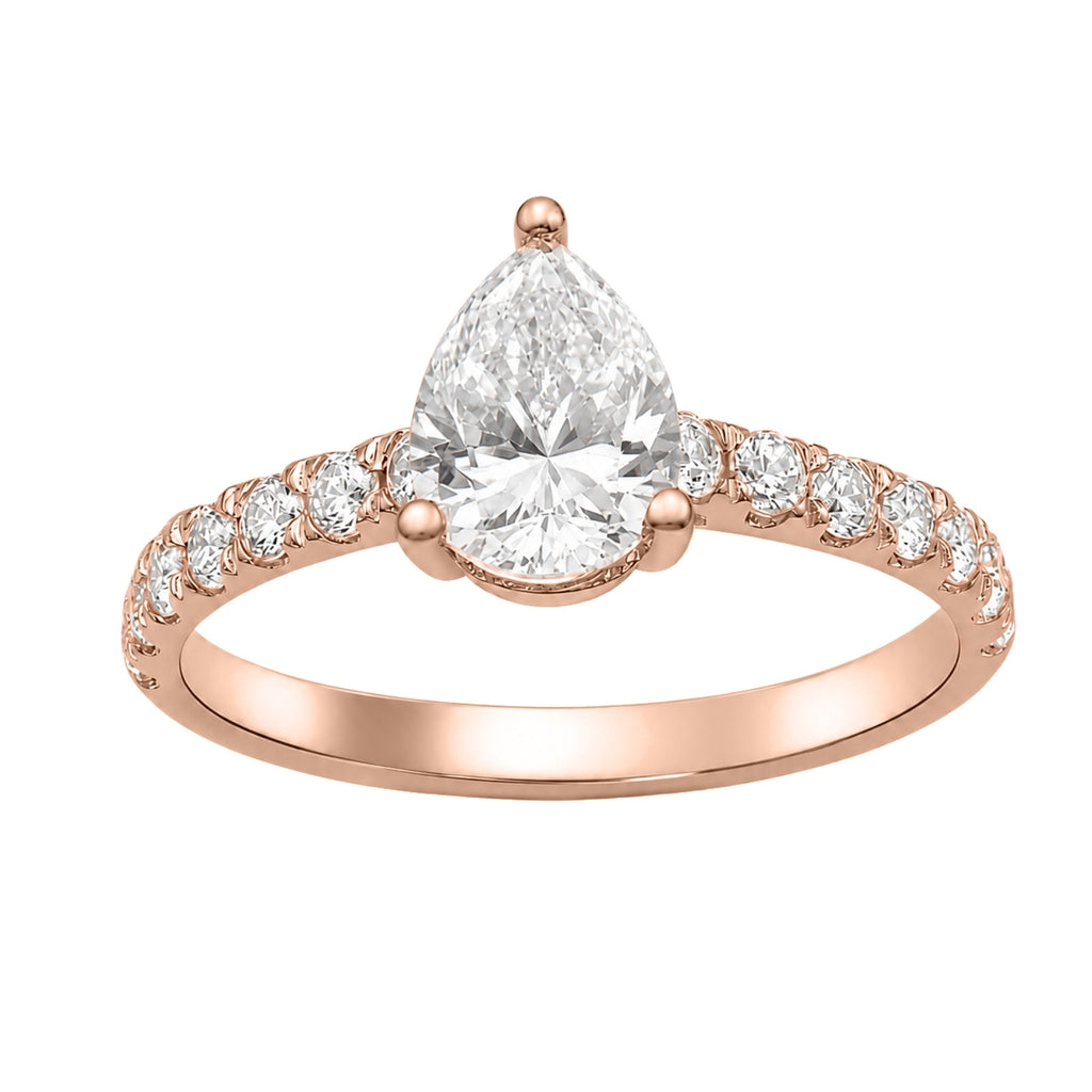 Venturant 1.50-4.50 Carat T.W. Pear and Round-cut Lab Grown Diamond (F/VS+) 14K Gold Solitaire Band Ring