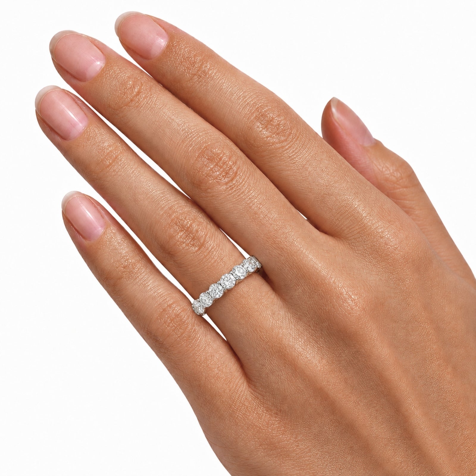 Venturant 3.00 - 7.00  Carat T.W. Round-cut Lab Grown Diamond (F/VS+) 14K Gold Eternity Band Ring