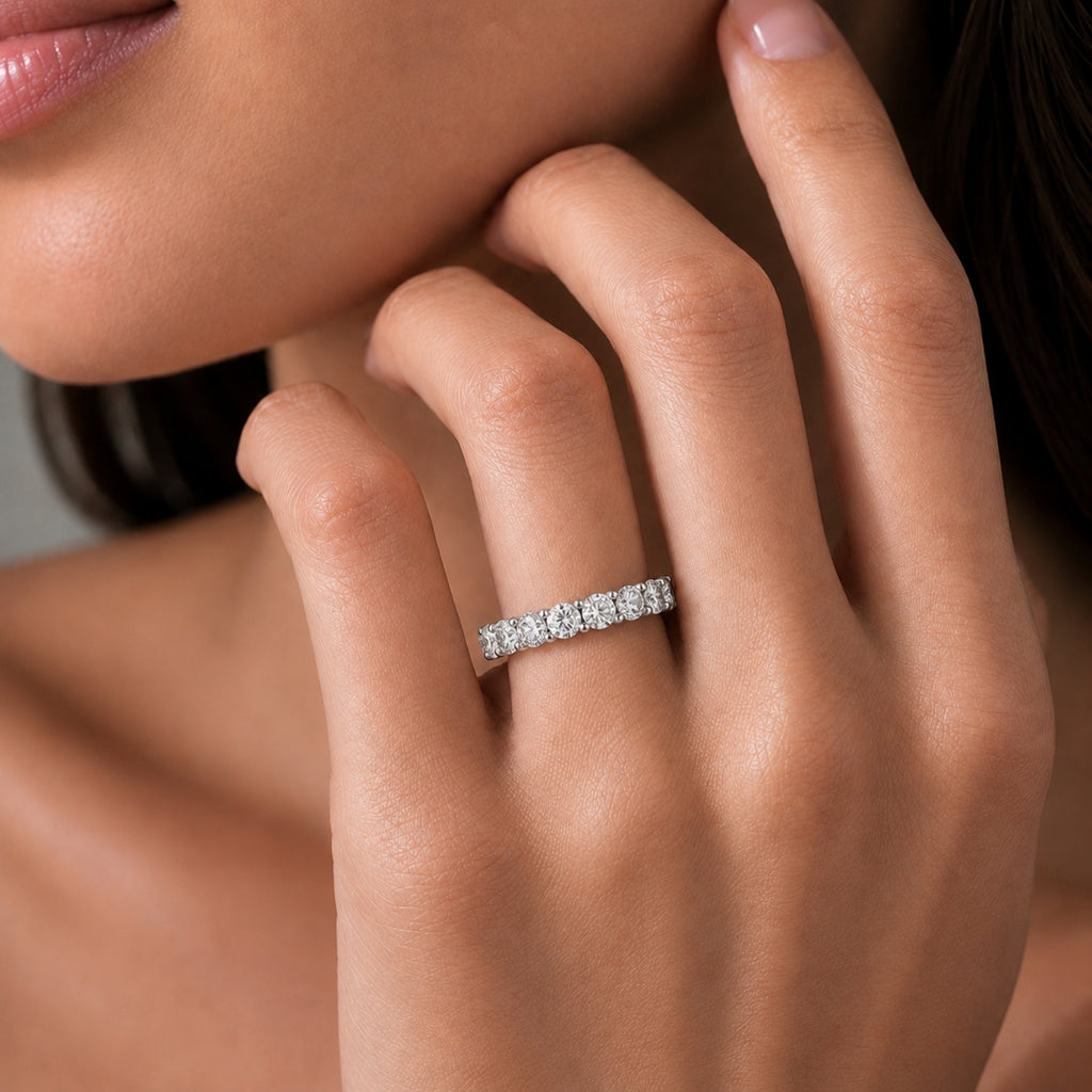 Venturant 3.00 - 7.00  Carat T.W. Round-cut Lab Grown Diamond (F/VS+) 14K Gold Eternity Band Ring