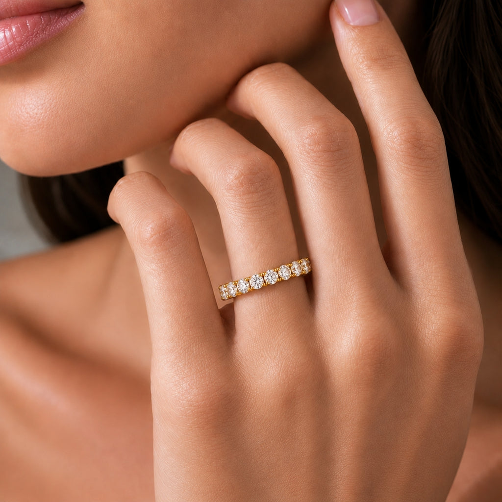 Venturant 3.00 - 7.00  Carat T.W. Round-cut Lab Grown Diamond (F/VS+) 14K Gold Eternity Band Ring