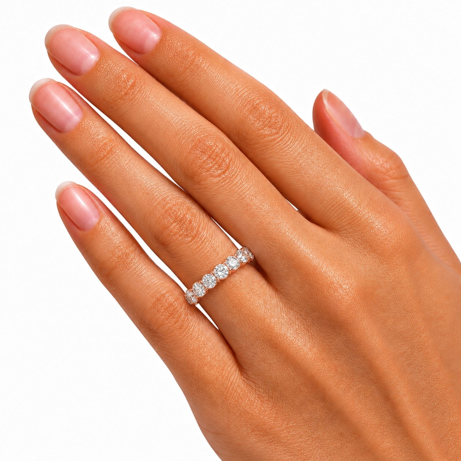 Venturant 3.00 - 7.00  Carat T.W. Round-cut Lab Grown Diamond (F/VS+) 14K Gold Eternity Band Ring