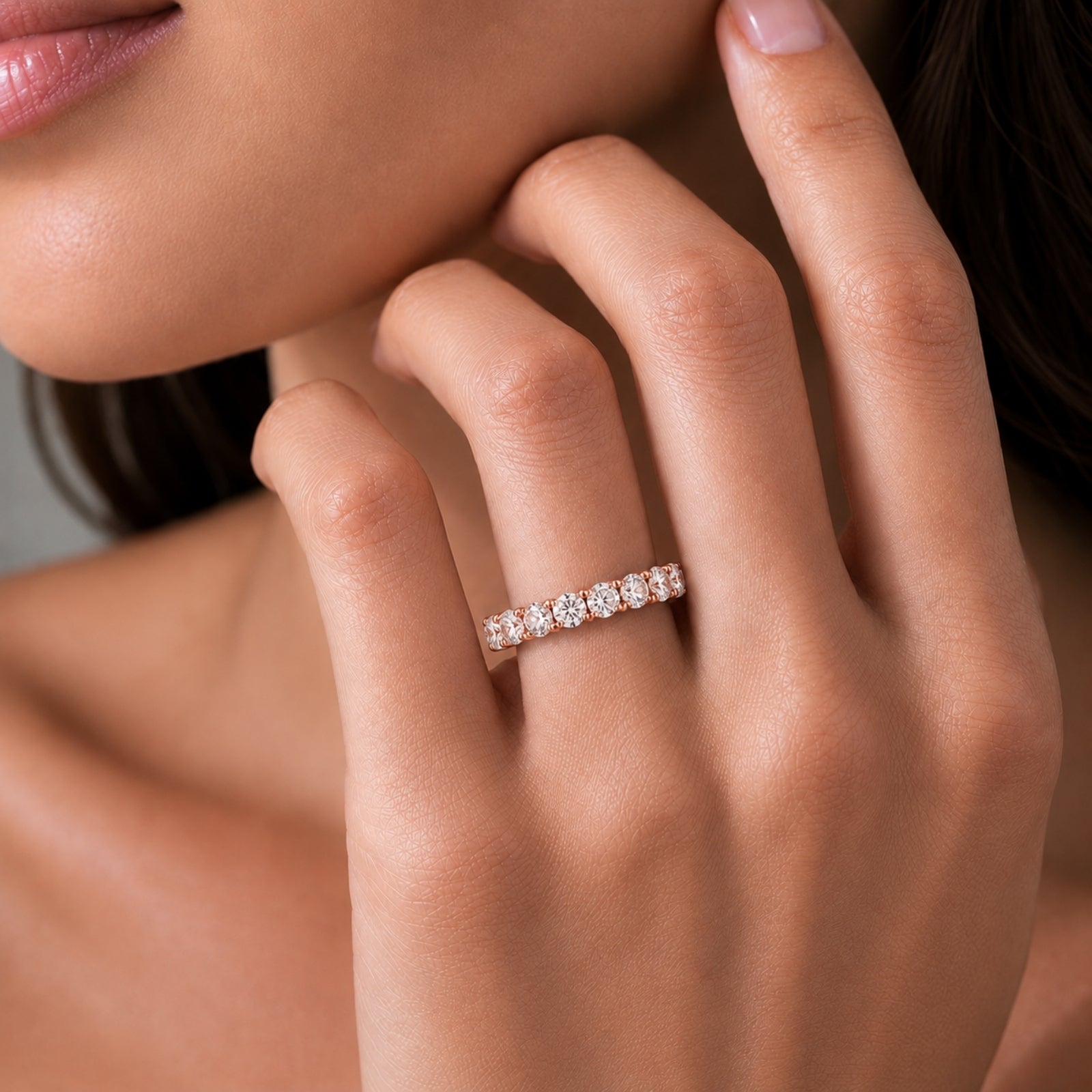 Venturant 3.00 - 7.00  Carat T.W. Round-cut Lab Grown Diamond (F/VS+) 14K Gold Eternity Band Ring