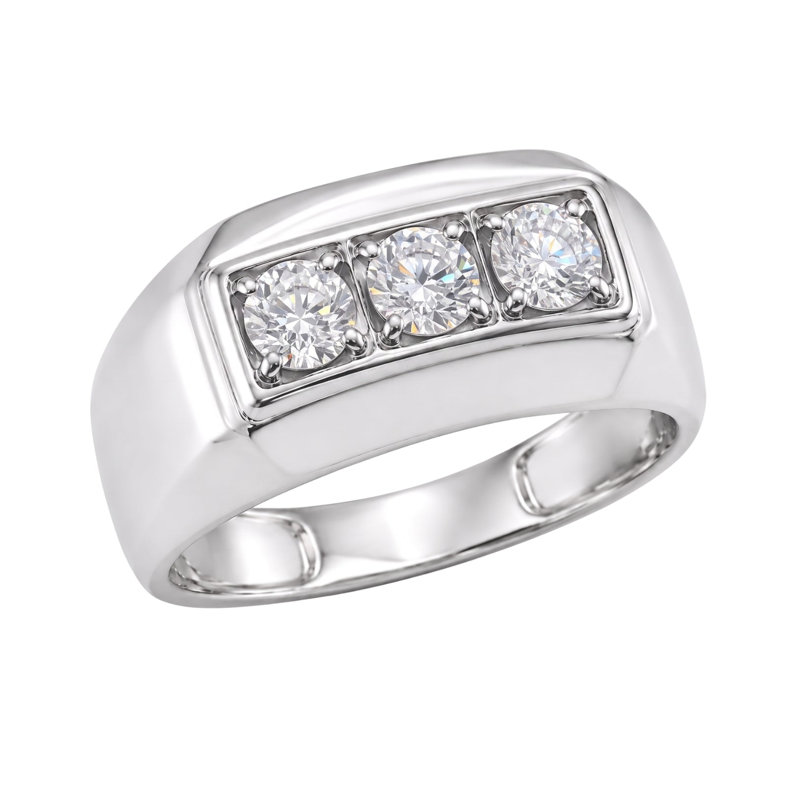 Venturant 0.50 -1.00 Carat T.W. Round-cut Lab Grown Diamond (F/VS+) 14K Gold 3 Stone Men's Ring