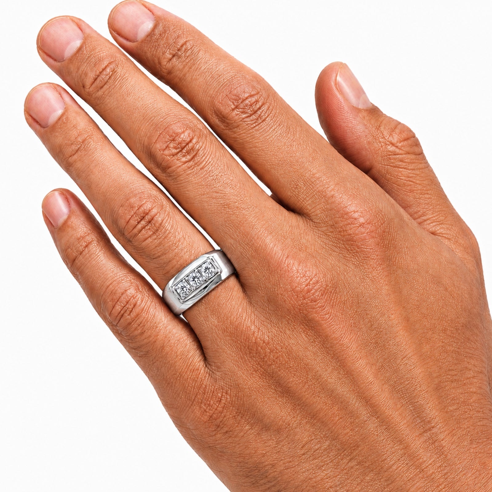 Venturant 0.50 -1.00 Carat T.W. Round-cut Lab Grown Diamond (F/VS+) 14K Gold 3 Stone Men's Ring