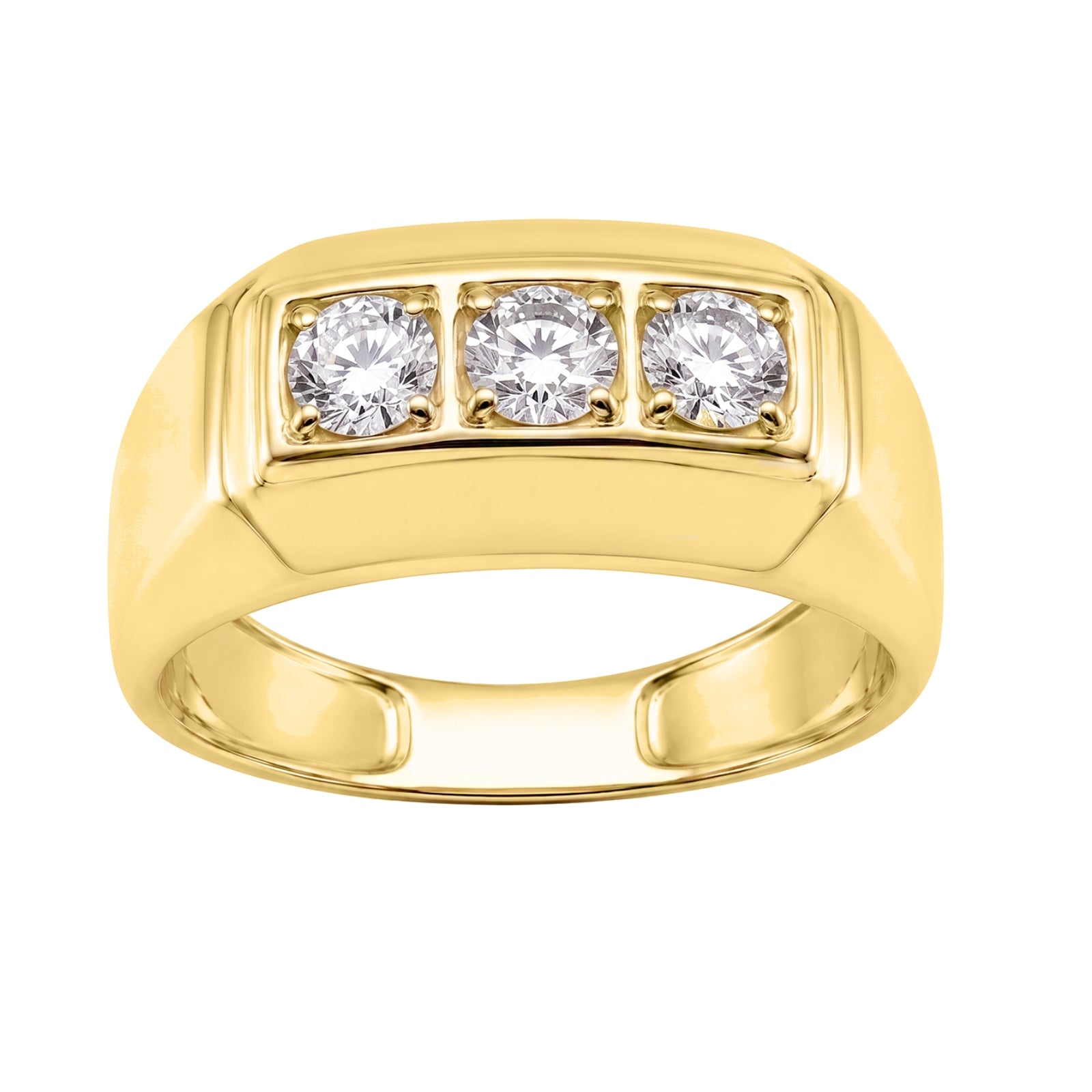 Venturant 0.50 -1.00 Carat T.W. Round-cut Lab Grown Diamond (F/VS+) 14K Gold 3 Stone Men's Ring