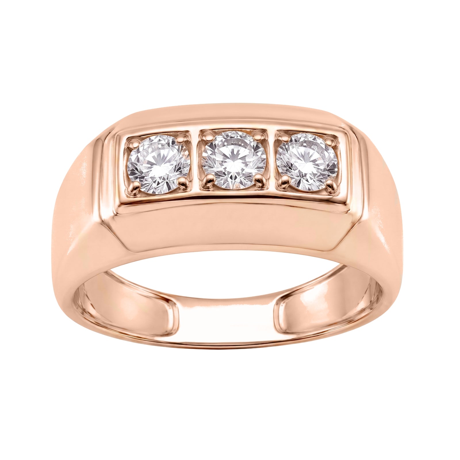 Venturant 0.50 -1.00 Carat T.W. Round-cut Lab Grown Diamond (F/VS+) 14K Gold 3 Stone Men's Ring