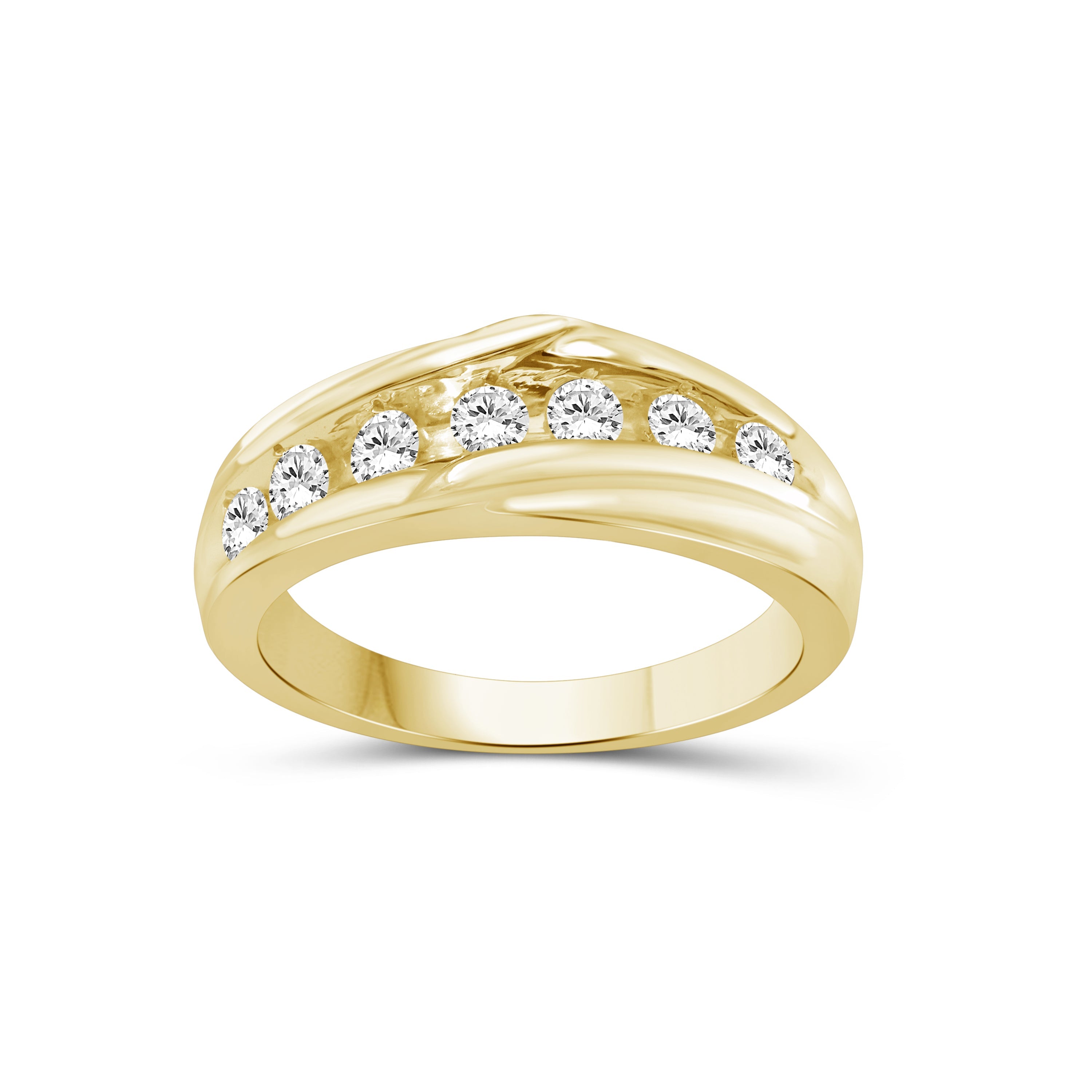 Venturant 1.00 Carat T.W. Round-cut Lab Grown Diamond (F/VS+) 14K Gold 7 Stone Men's Ring