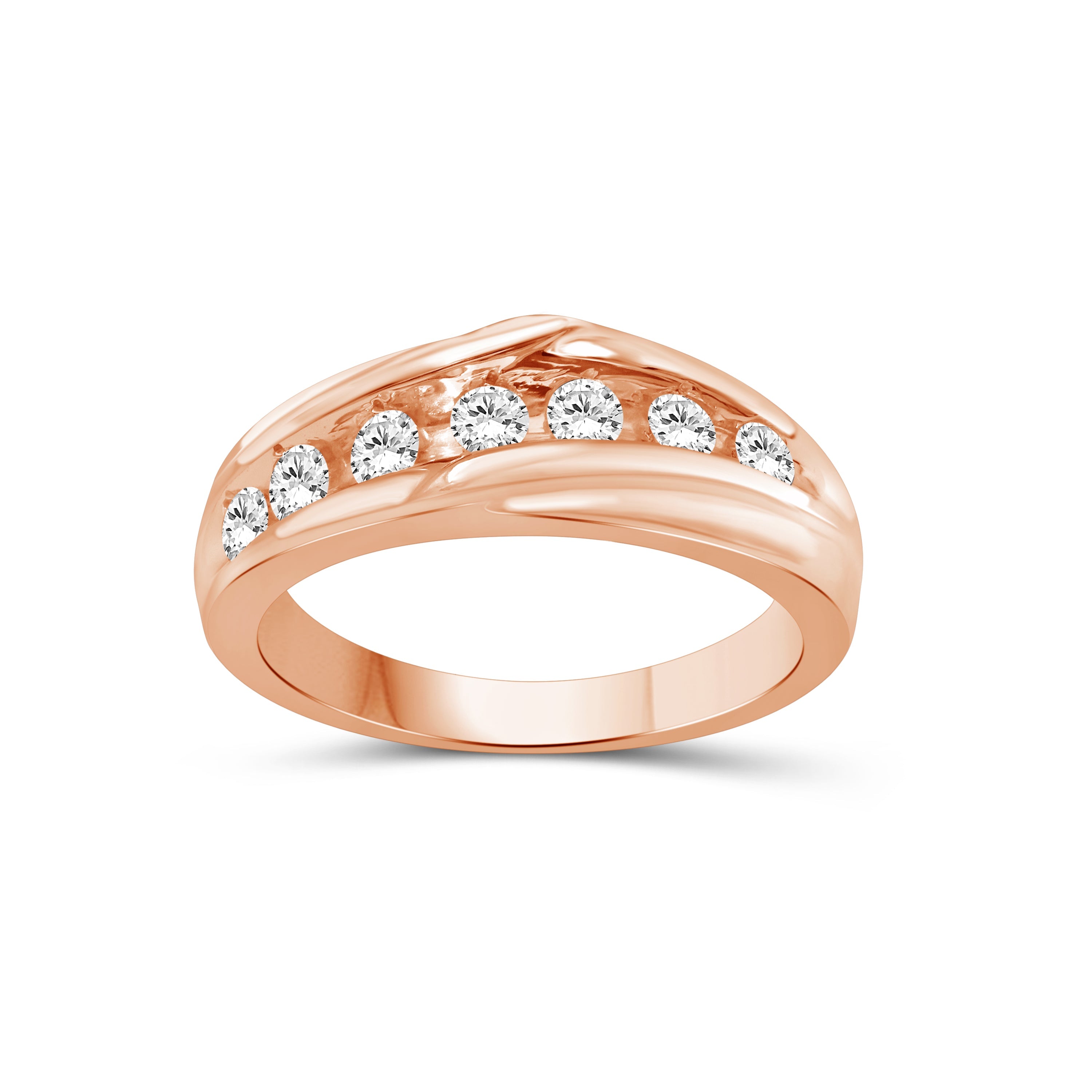 Venturant 1.00 Carat T.W. Round-cut Lab Grown Diamond (F/VS+) 14K Gold 7 Stone Men's Ring
