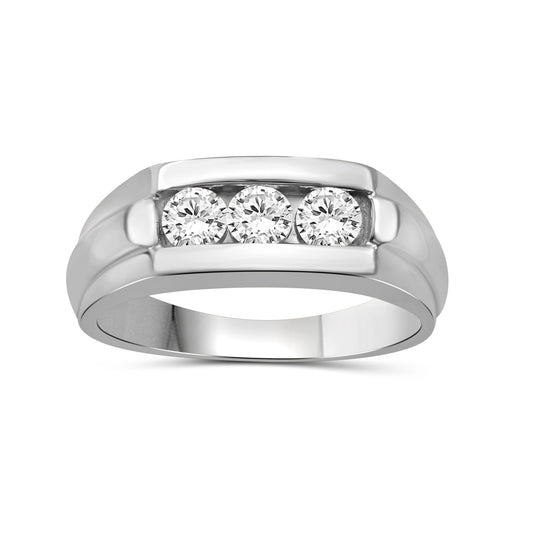 Venturant 0.50 Carat T.W. Round-cut Lab Grown Diamond (F/VS+) 14K Gold 3 Stone Men's Ring