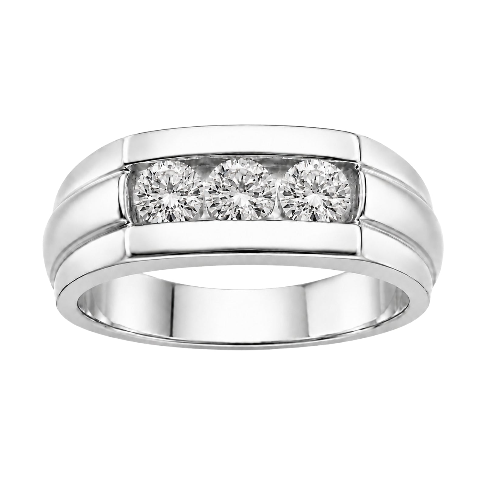 Venturant 0.50 Carat T.W. Round-cut Lab Grown Diamond (F/VS+) 14K Gold 3 Stone Men's Ring