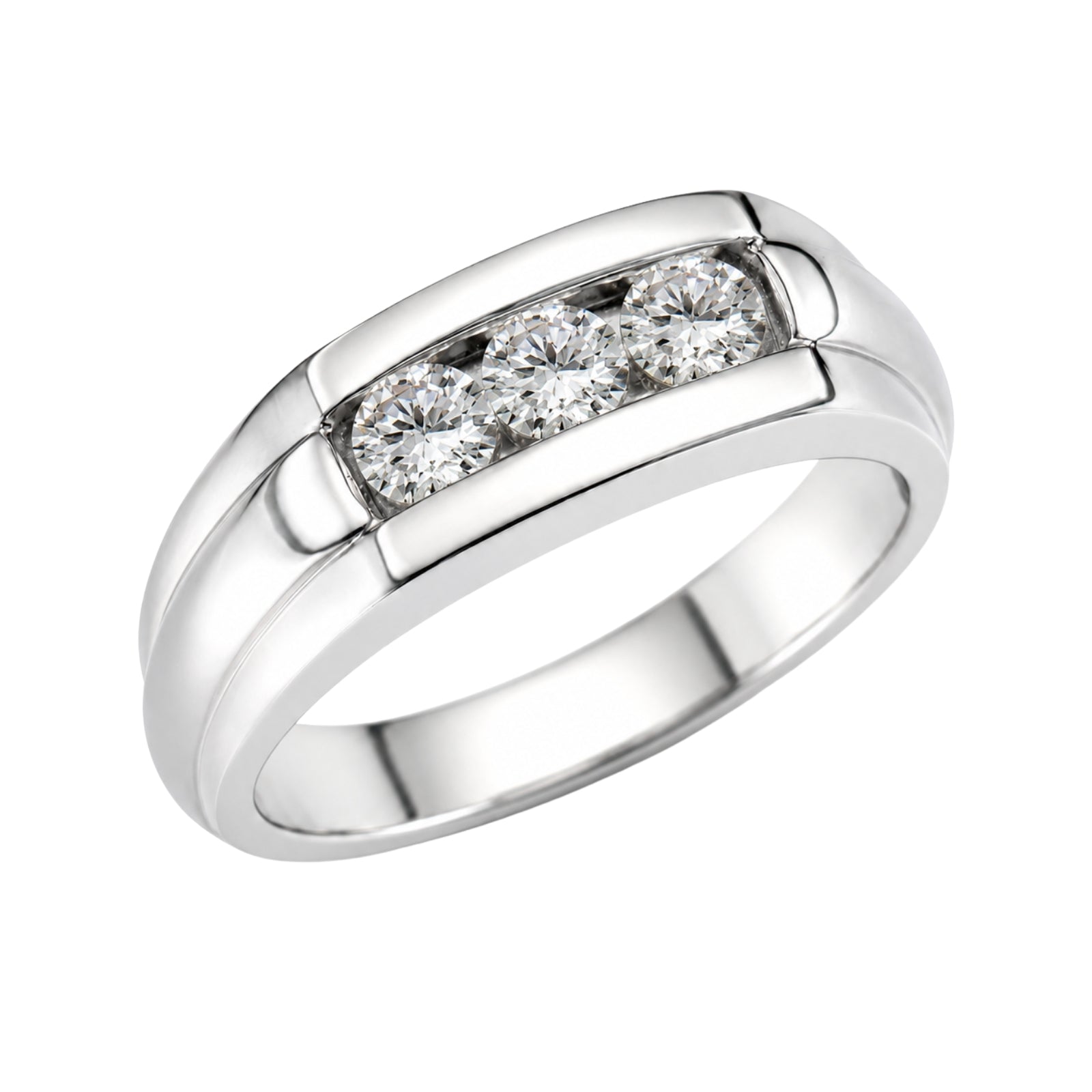 Venturant 0.50 Carat T.W. Round-cut Lab Grown Diamond (F/VS+) 14K Gold 3 Stone Men's Ring