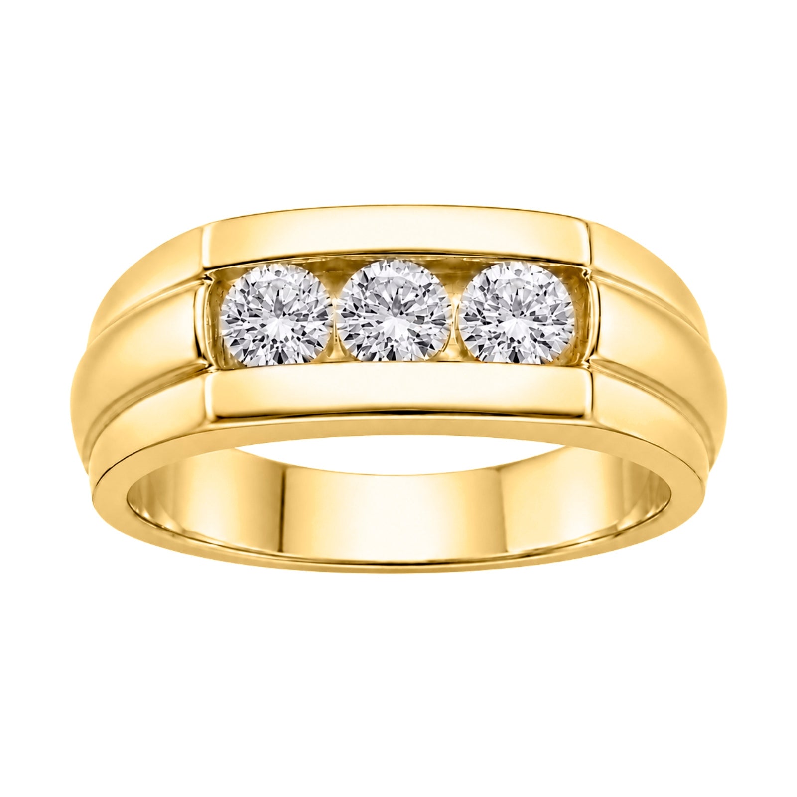 Venturant 0.50 Carat T.W. Round-cut Lab Grown Diamond (F/VS+) 14K Gold 3 Stone Men's Ring