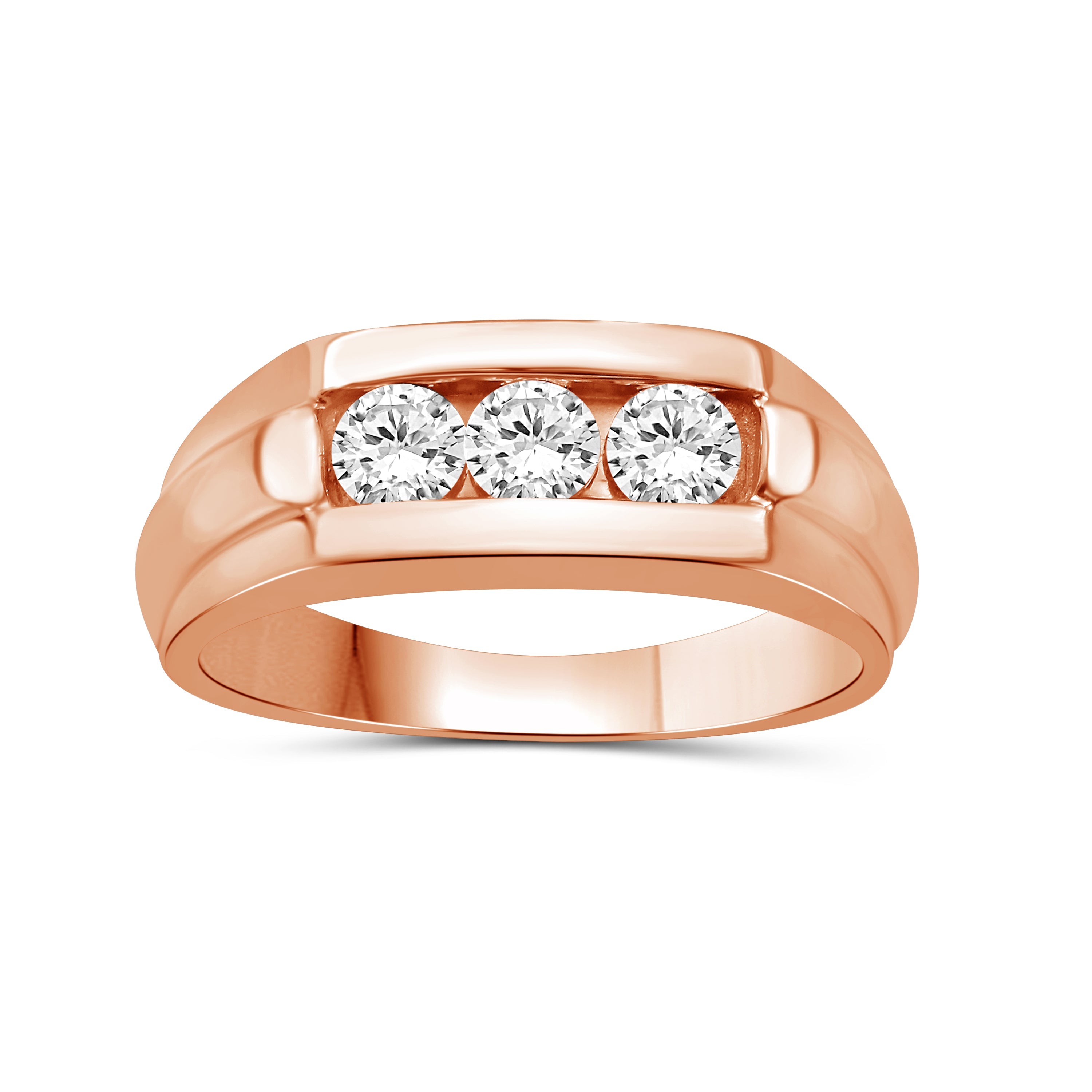 Venturant 0.50 Carat T.W. Round-cut Lab Grown Diamond (F/VS+) 14K Gold 3 Stone Men's Ring
