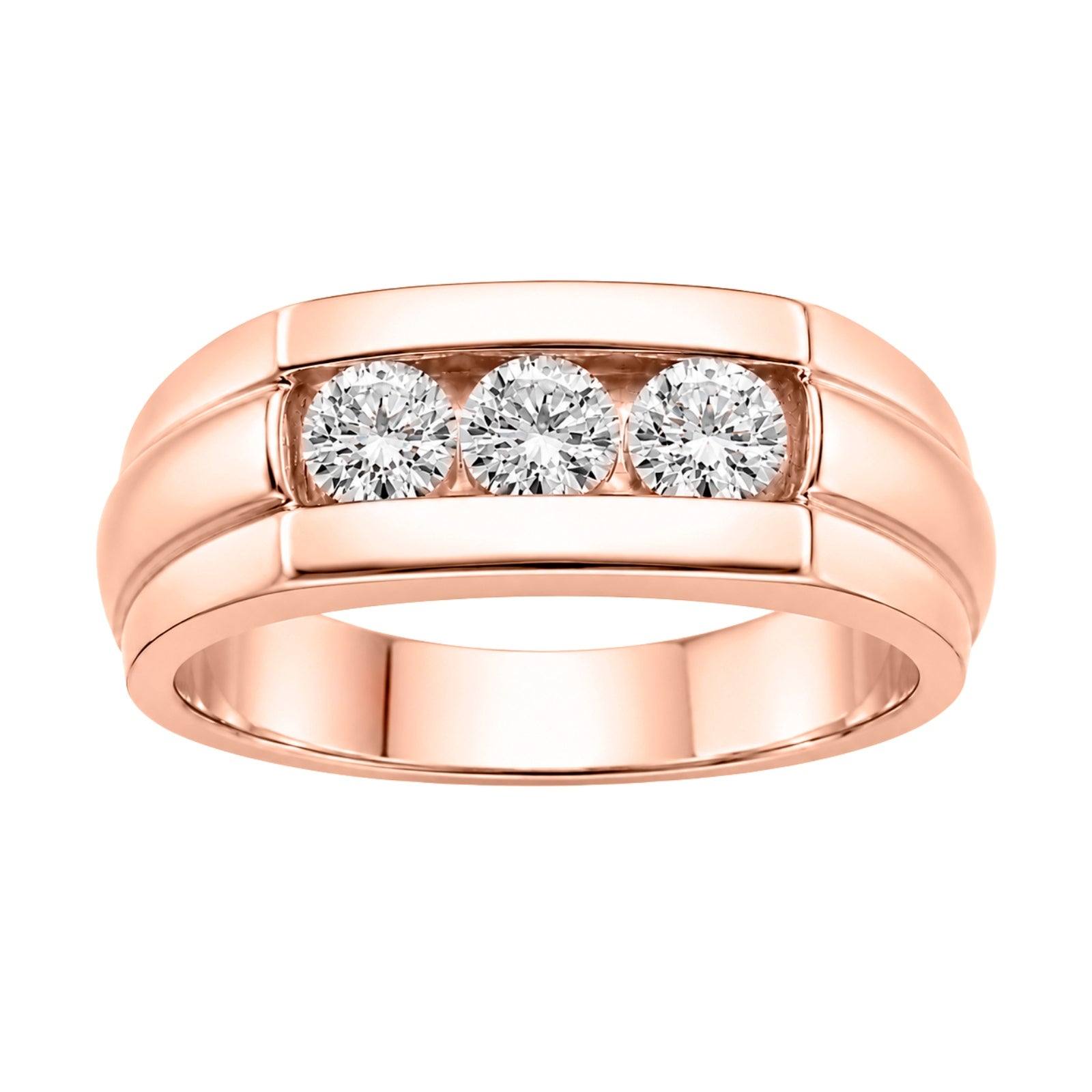 Venturant 0.50 Carat T.W. Round-cut Lab Grown Diamond (F/VS+) 14K Gold 3 Stone Men's Ring