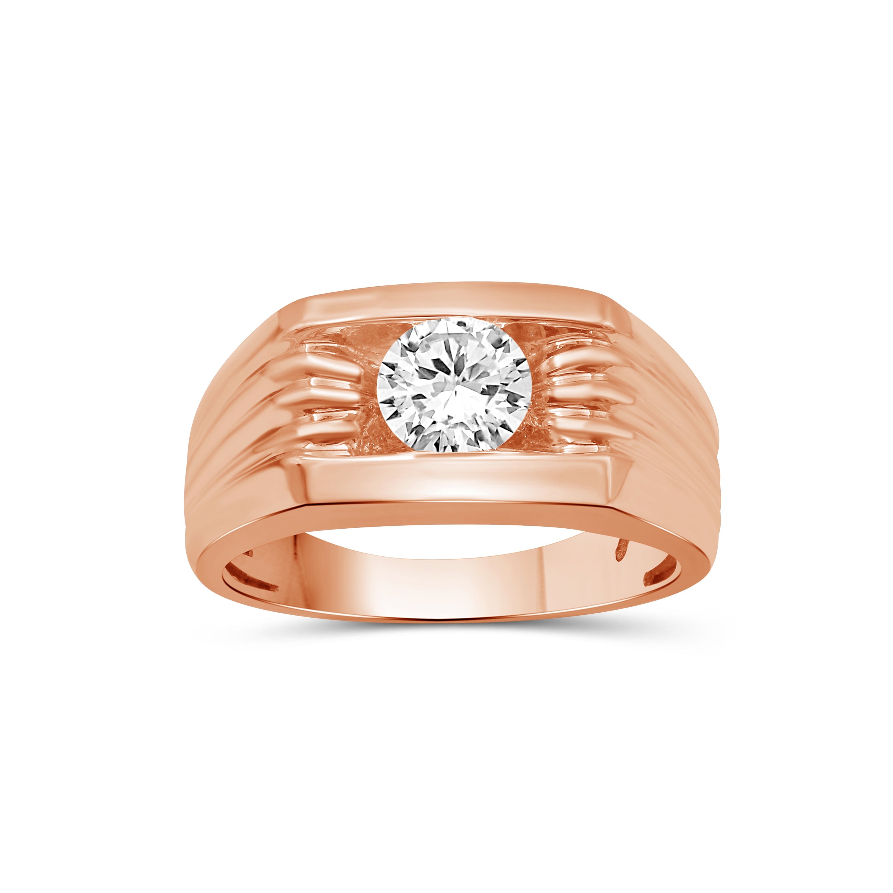 Venturant 1.00 Carat T.W. Round-cut Lab Grown Diamond (F/VS+) 14K Gold Men's Ring