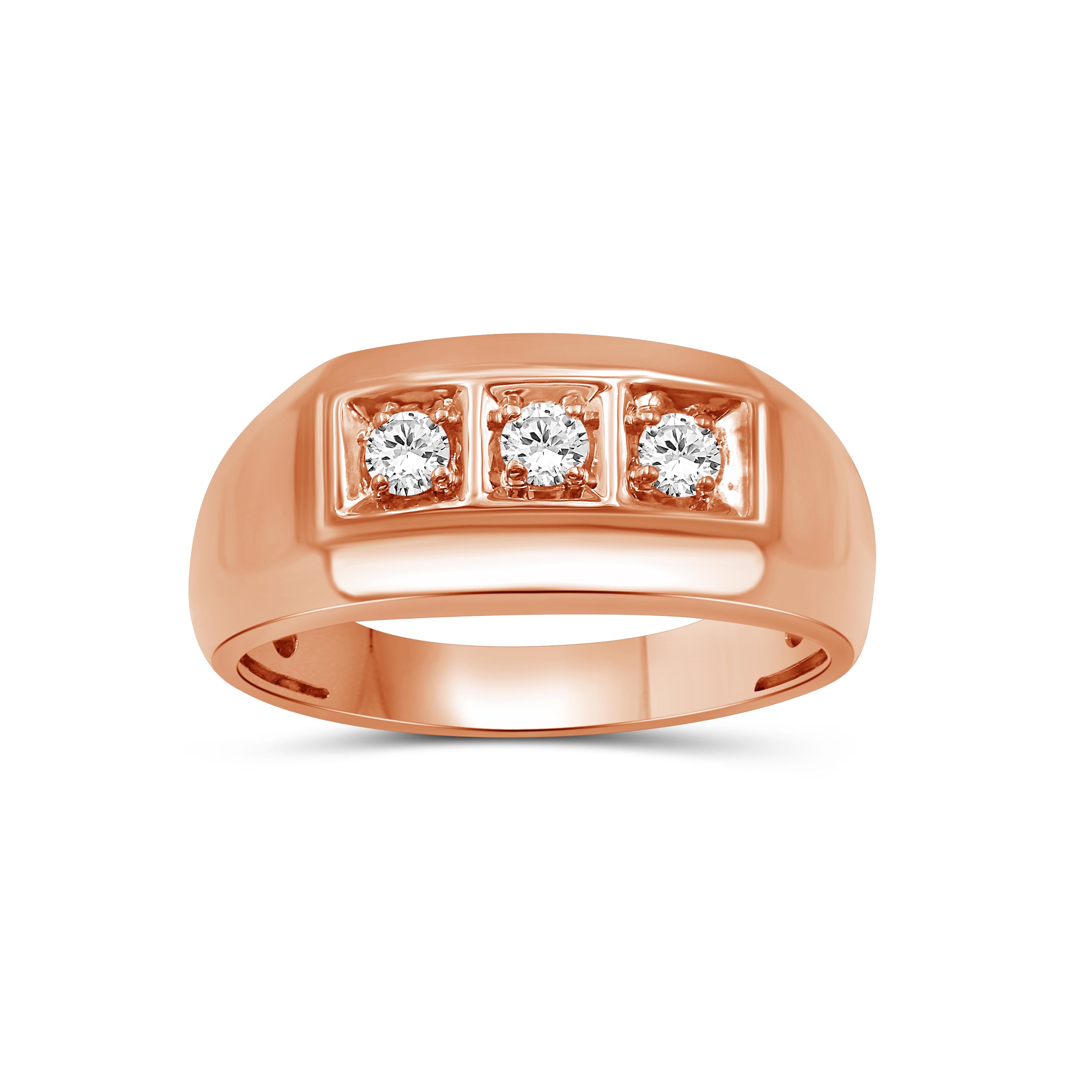 Venturant 0.50 -1.00 Carat T.W. Round-cut Lab Grown Diamond (F/VS+) 14K Gold 3 Stone Men's Ring