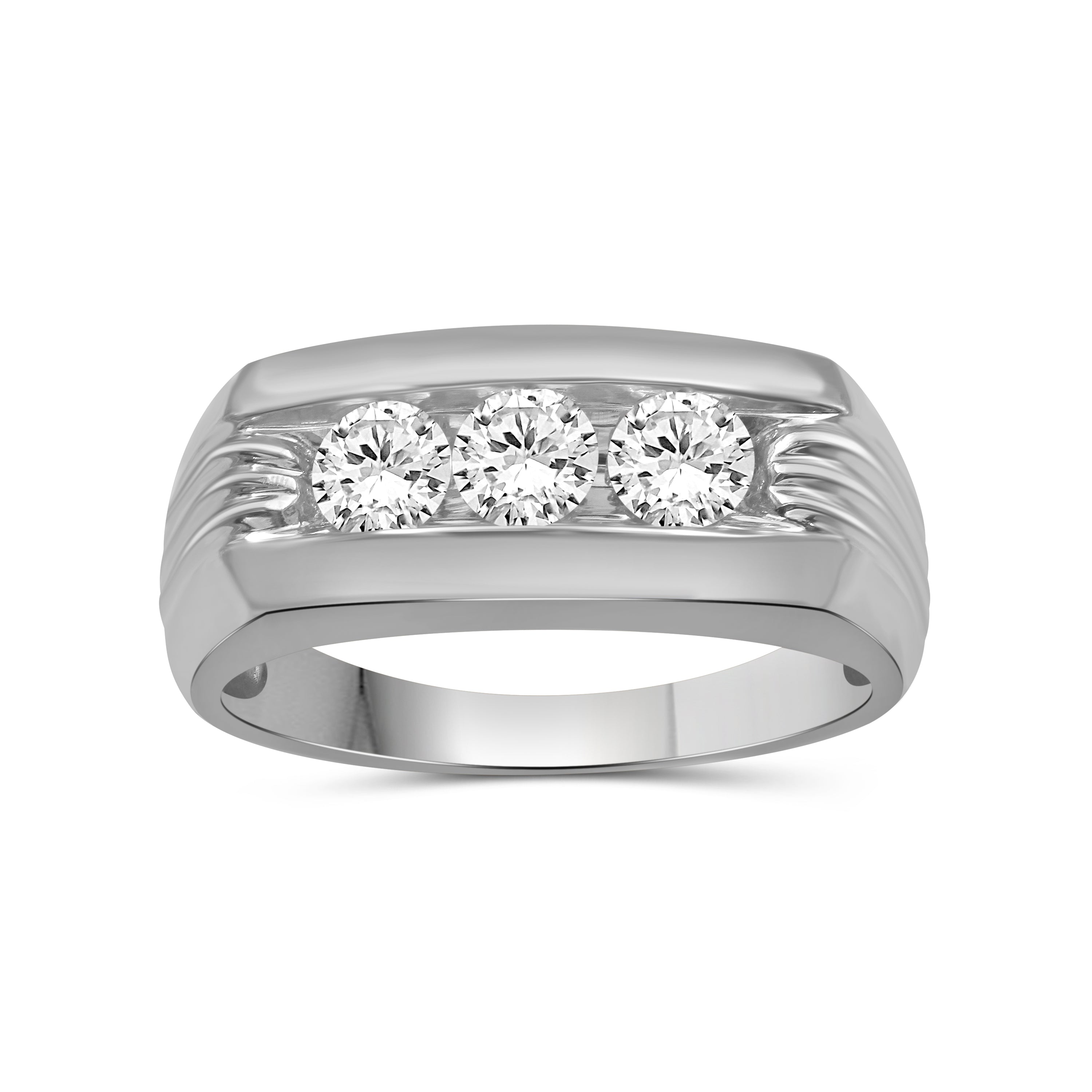 Venturant 1.00 Carat T.W. Round-cut Lab Grown Diamond (F/VS+) 14K Gold 3 Stone Men's Ring
