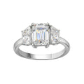 Venturant 3.00 Carat T.W. Emerald and Trapezoid-cut Lab Grown Diamond (F/VS+) 14K Gold 3 Stone Band Ring