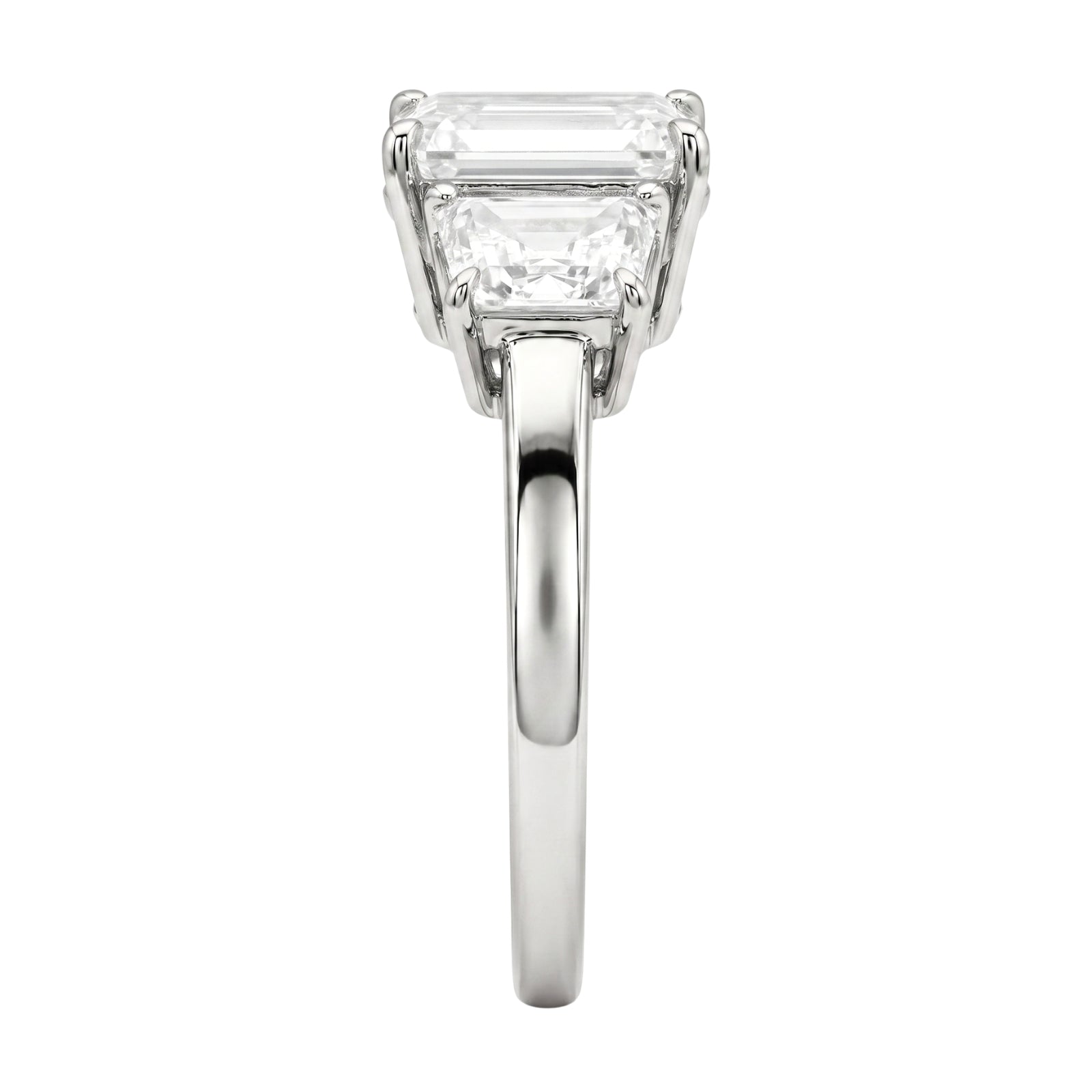 Venturant 3.00 Carat T.W. Emerald and Trapezoid-cut Lab Grown Diamond (F/VS+) 14K Gold 3 Stone Band Ring