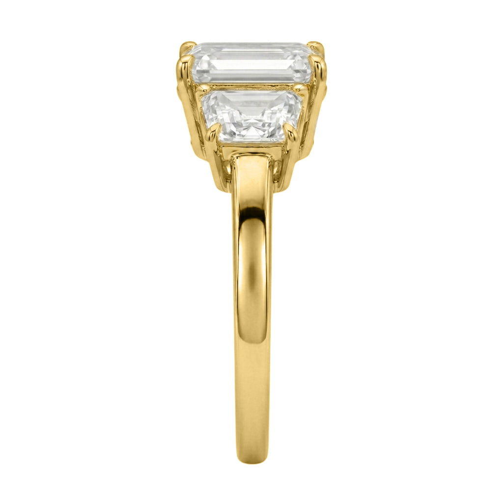 Venturant 3.00 Carat T.W. Emerald and Trapezoid-cut Lab Grown Diamond (F/VS+) 14K Gold 3 Stone Band Ring