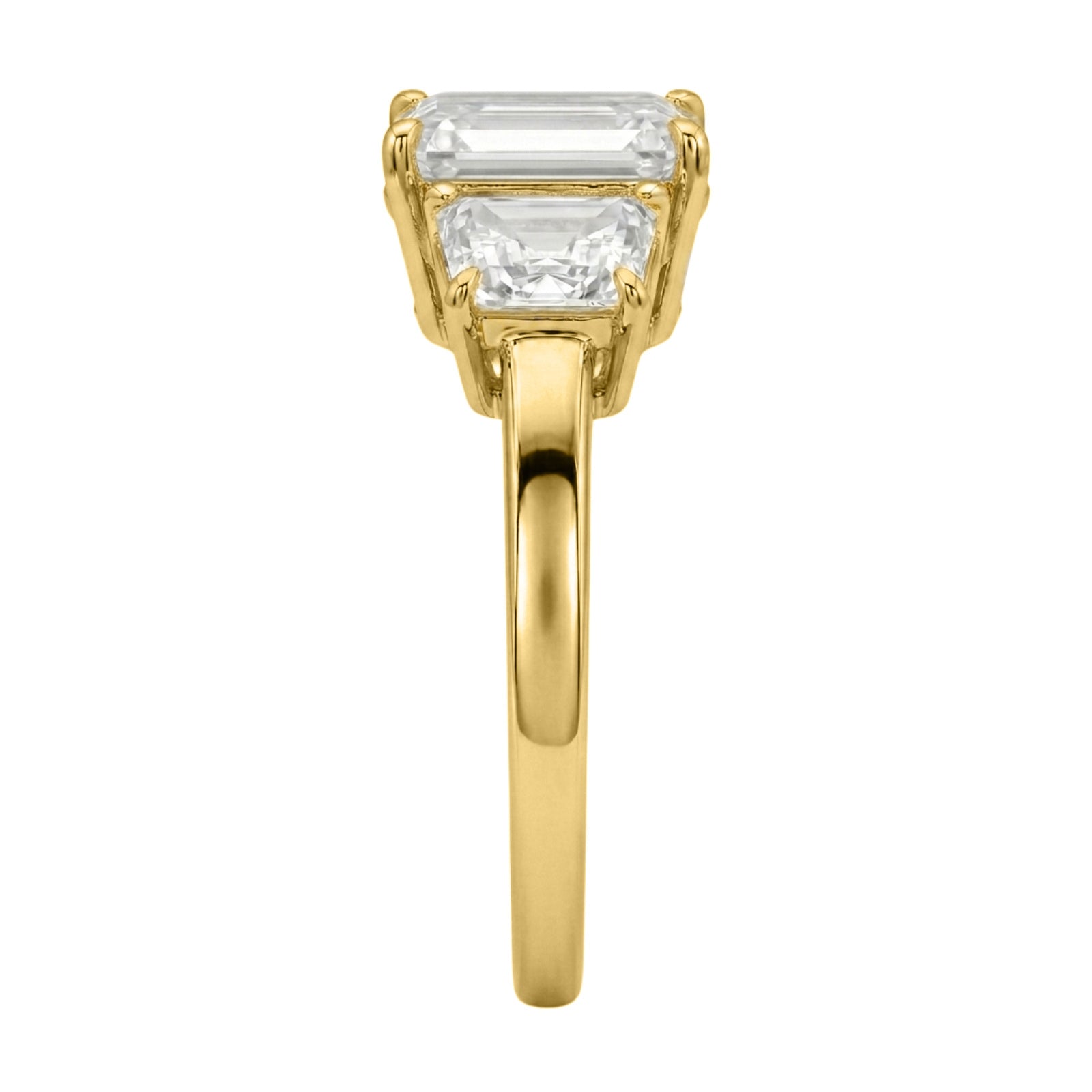 Venturant 3.00 Carat T.W. Emerald and Trapezoid-cut Lab Grown Diamond (F/VS+) 14K Gold 3 Stone Band Ring