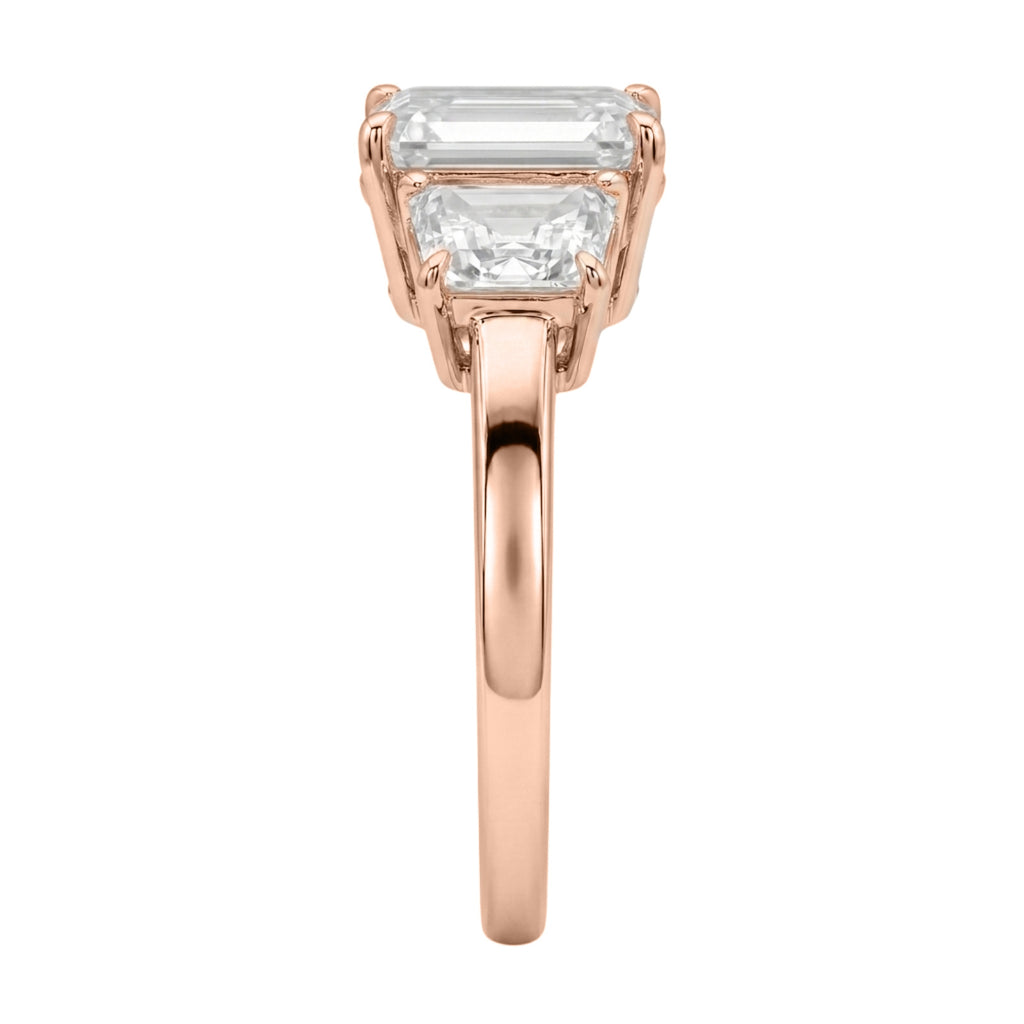 Venturant 3.00 Carat T.W. Emerald and Trapezoid-cut Lab Grown Diamond (F/VS+) 14K Gold 3 Stone Band Ring