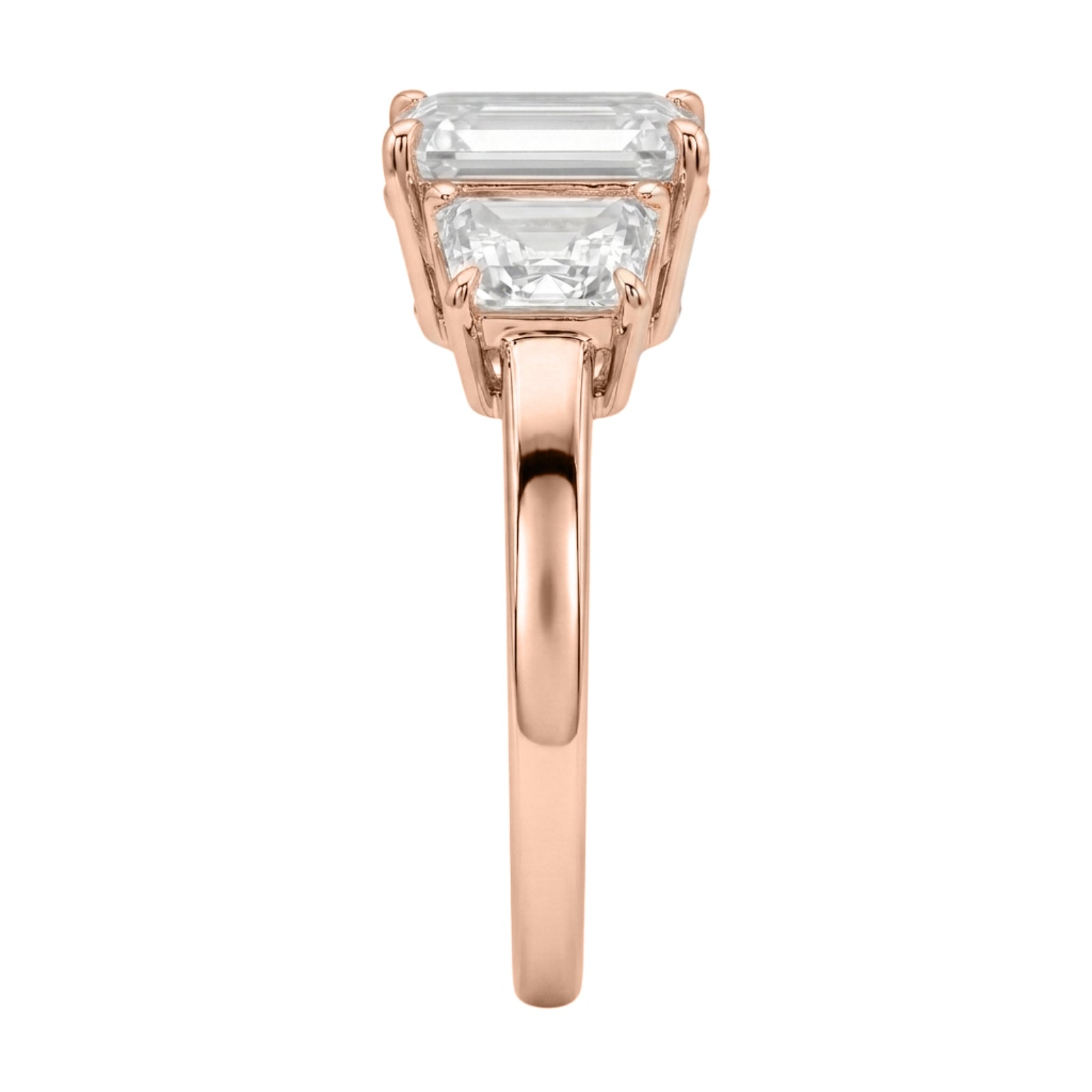 Venturant 3.00 Carat T.W. Emerald and Trapezoid-cut Lab Grown Diamond (F/VS+) 14K Gold 3 Stone Band Ring