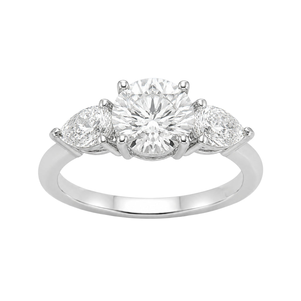 Venturant 3.00 Carat T.W. Pear and Round-cut Lab Grown Diamond (F/VS+) 14K Gold 3 Stone Band Ring