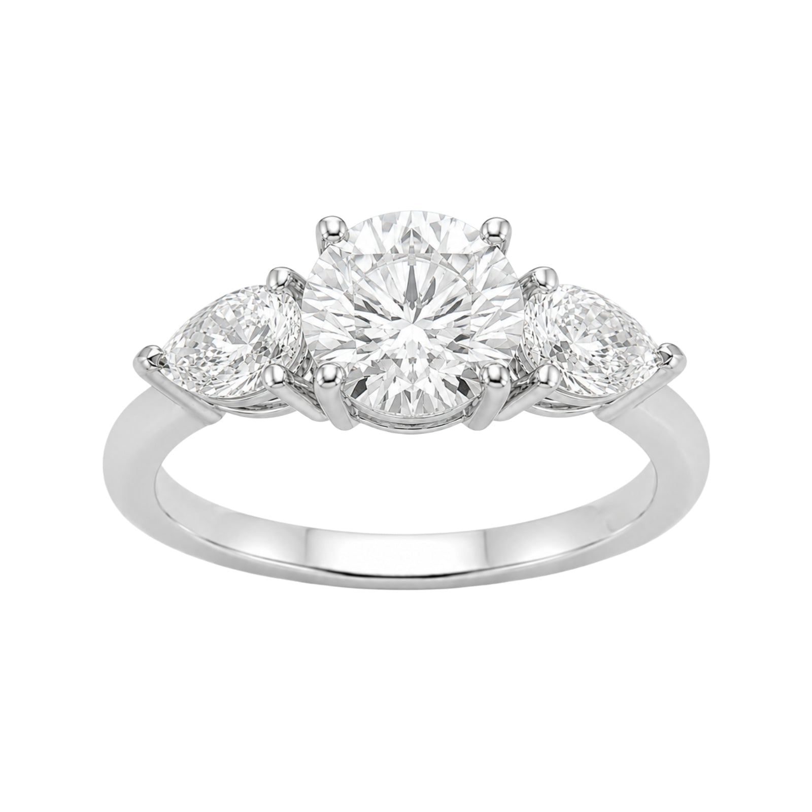 Venturant 3.00 Carat T.W. Pear and Round-cut Lab Grown Diamond (F/VS+) 14K Gold 3 Stone Band Ring