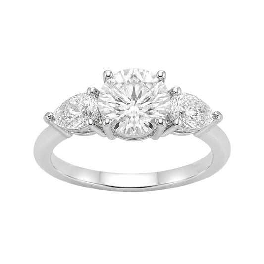 Venturant 3.00 Carat T.W. Pear and Round-cut Lab Grown Diamond (F/VS+) 14K Gold 3 Stone Band Ring