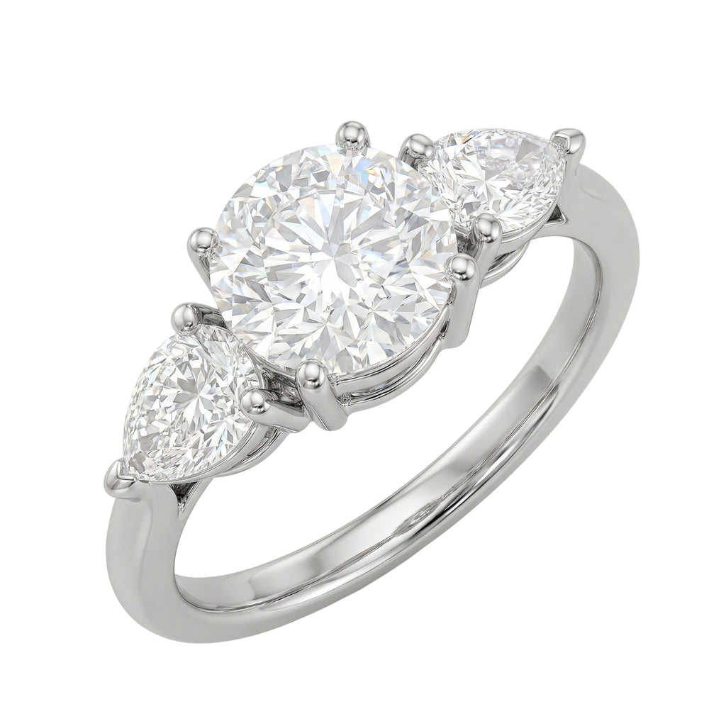 Venturant 3.00 Carat T.W. Pear and Round-cut Lab Grown Diamond (F/VS+) 14K Gold 3 Stone Band Ring
