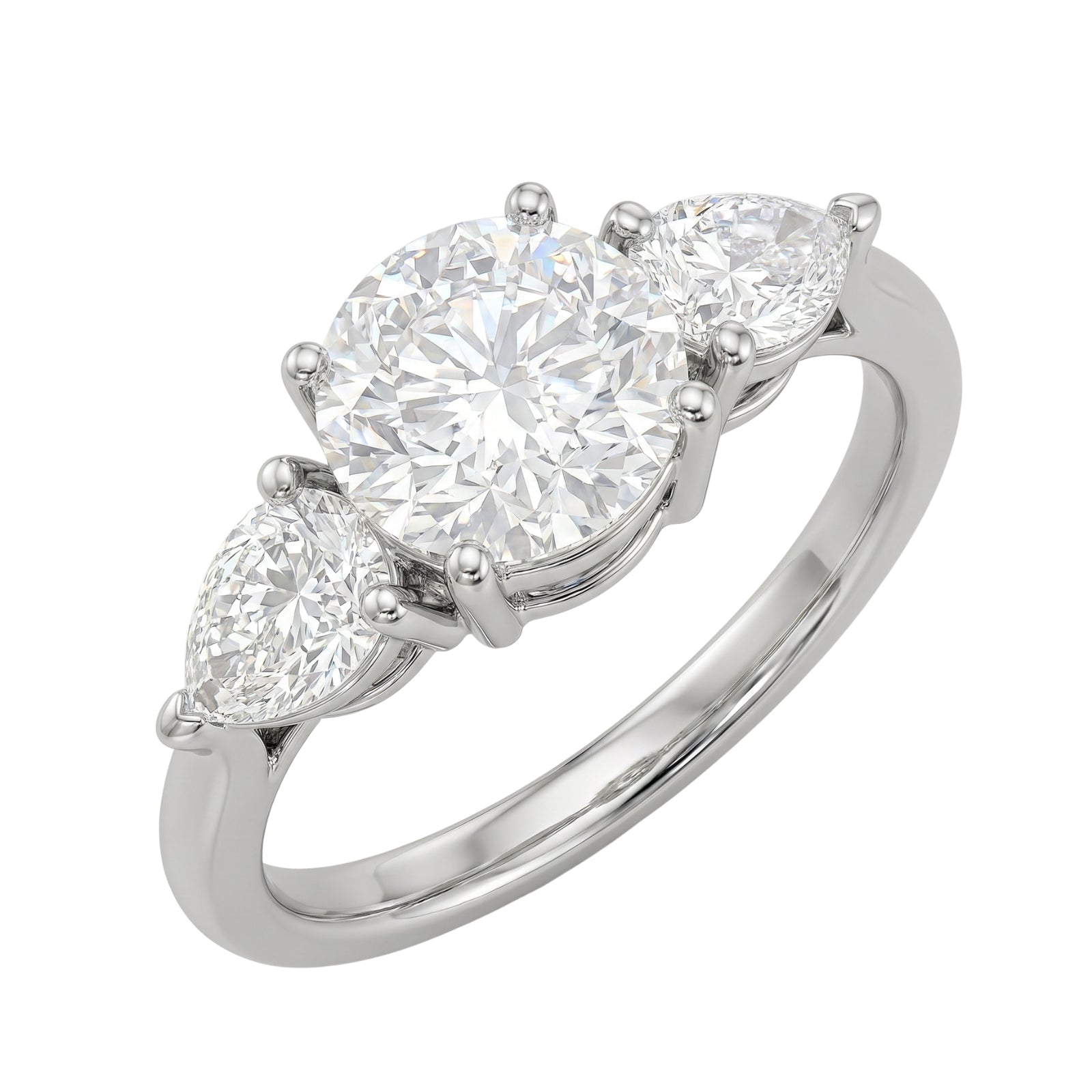 Venturant 3.00 Carat T.W. Pear and Round-cut Lab Grown Diamond (F/VS+) 14K Gold 3 Stone Band Ring