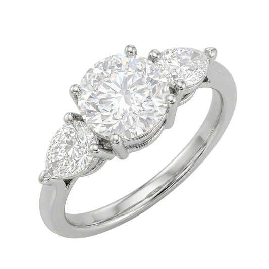 Venturant 3.00 Carat T.W. Pear and Round-cut Lab Grown Diamond (F/VS+) 14K Gold 3 Stone Band Ring